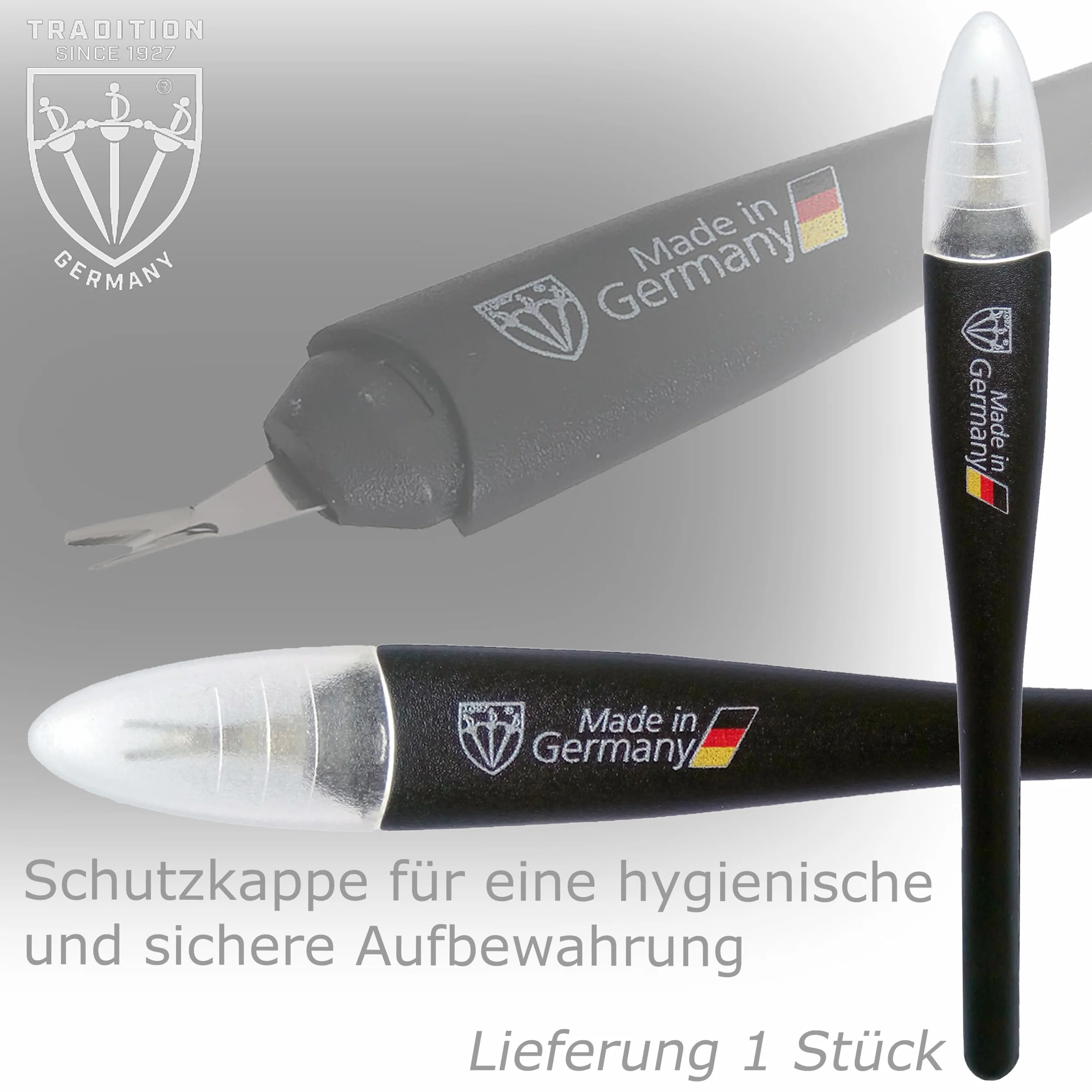 DREI SCHWERTER - Nóż do usuwania skórek z ostrzem w kształcie litery V (1 sztuka) – markowa jakość – Made in Germany
