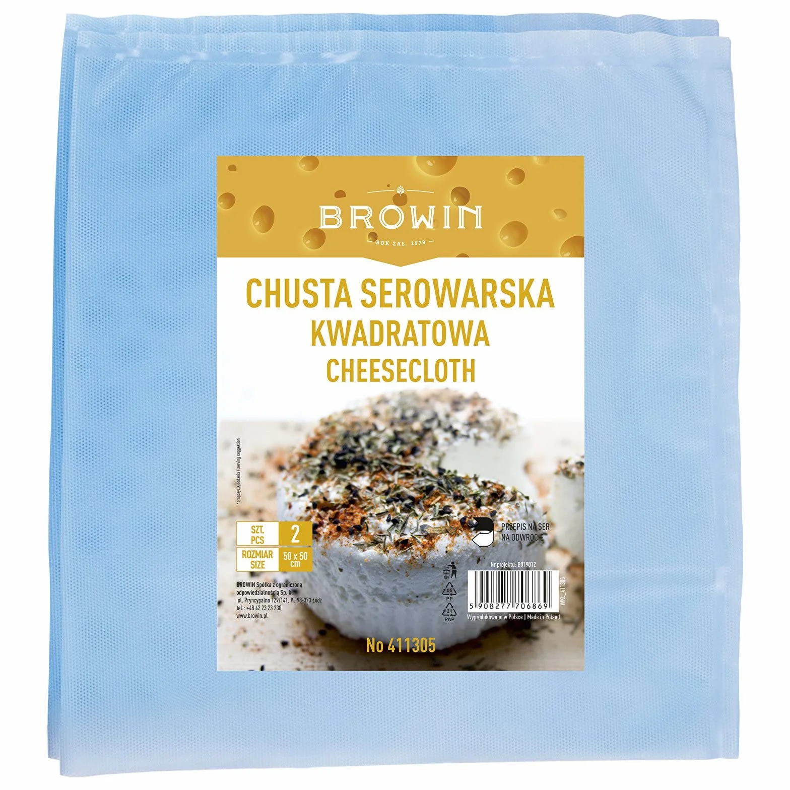 Browin Chusta serowarska kwadratowa 50 x 50 cm zestaw 2 szt