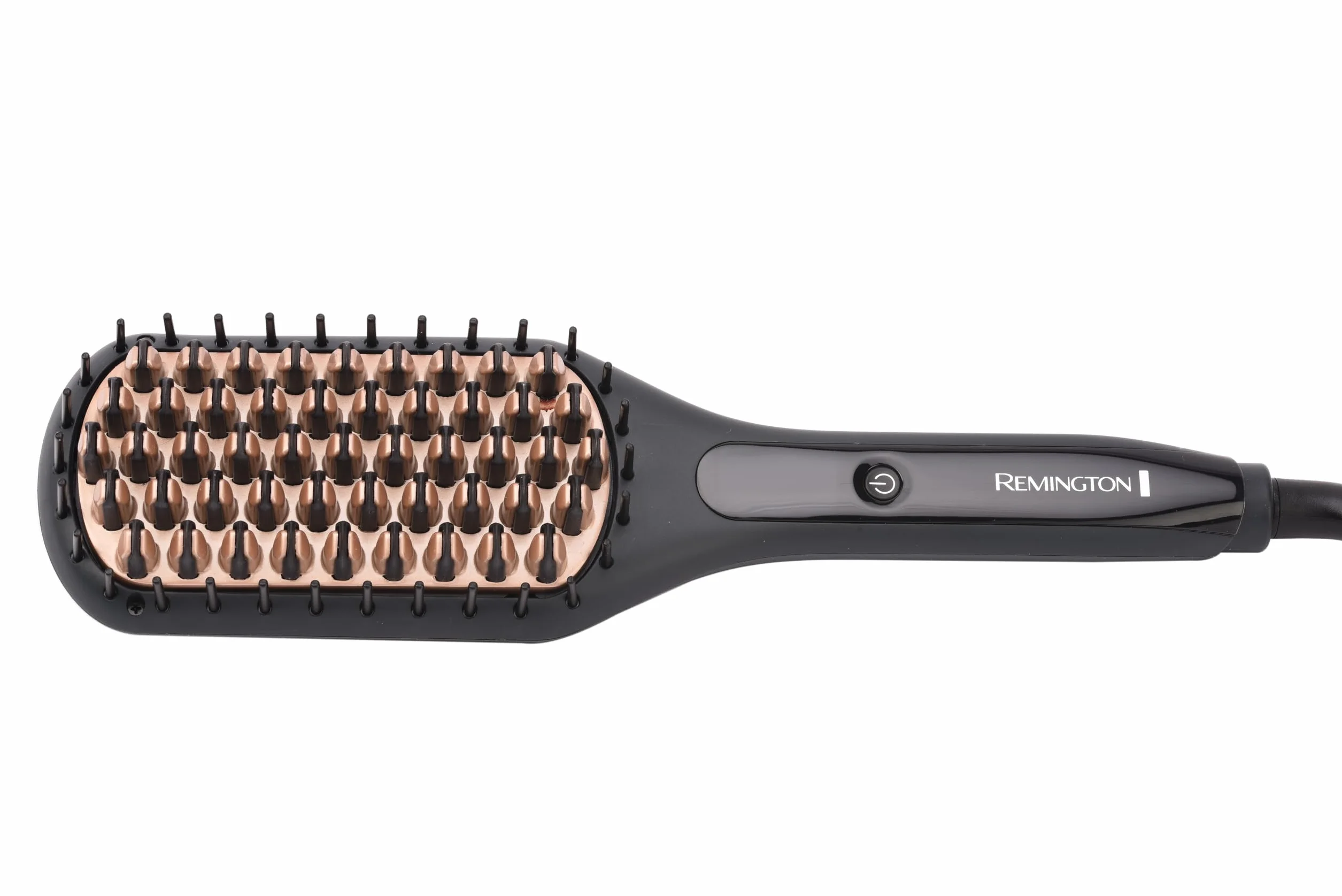 Remington szczotka prostująca z jonizacją, ceramiczne włosie z powłoką antystatyczną, 3 ust. temperatury, szybkie nagrzewanie, przewód 1.8m, etui, szara/brązowa, Straight Brush CB7400