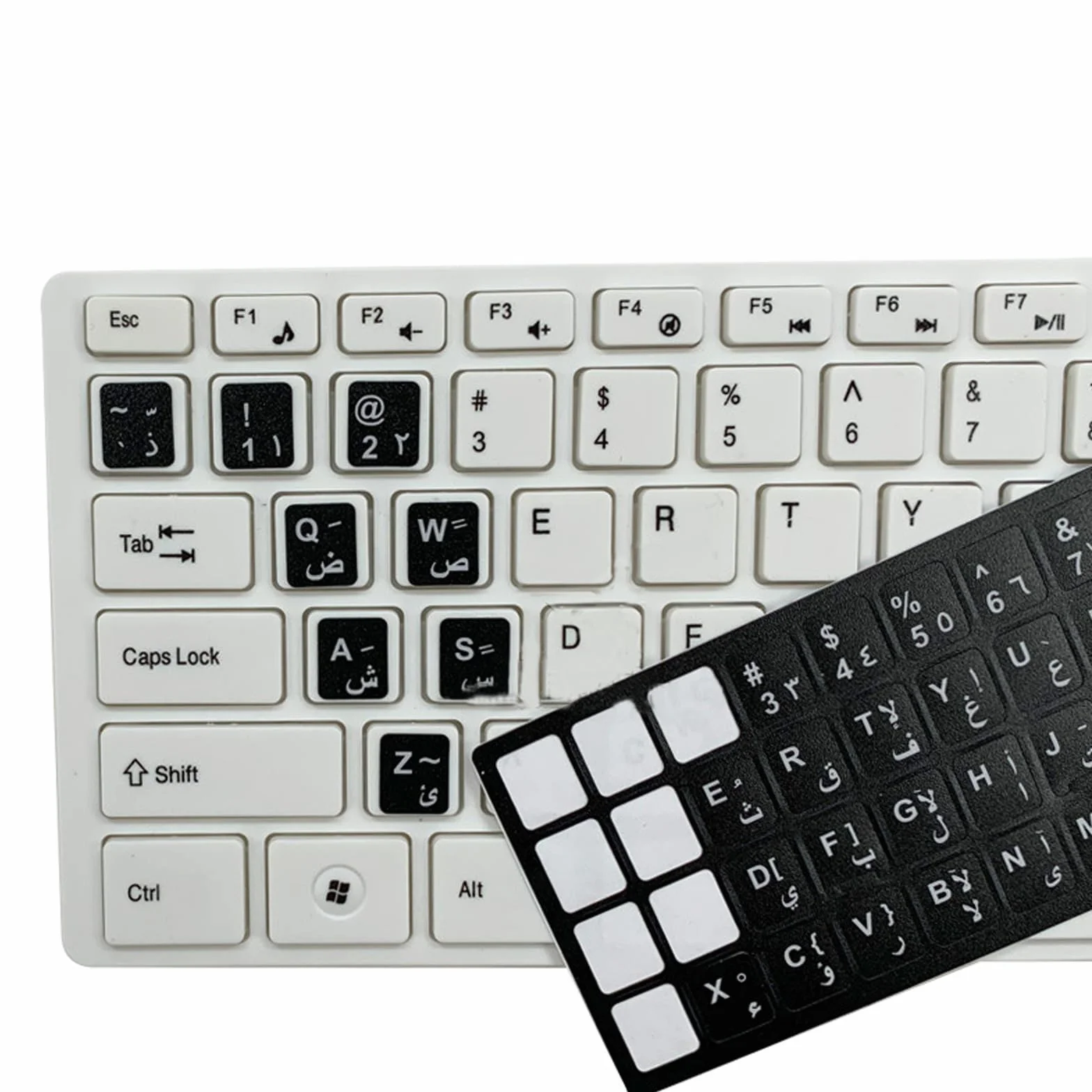 Angielskie naklejki na klawiaturę, 6 sztuk, 3 czarne 3 białe, unikalne powlekane wodą, do standardowych klawiatury komputerów stacjonarnych i laptopów, 10-17 cali, winyl, wodoodporne