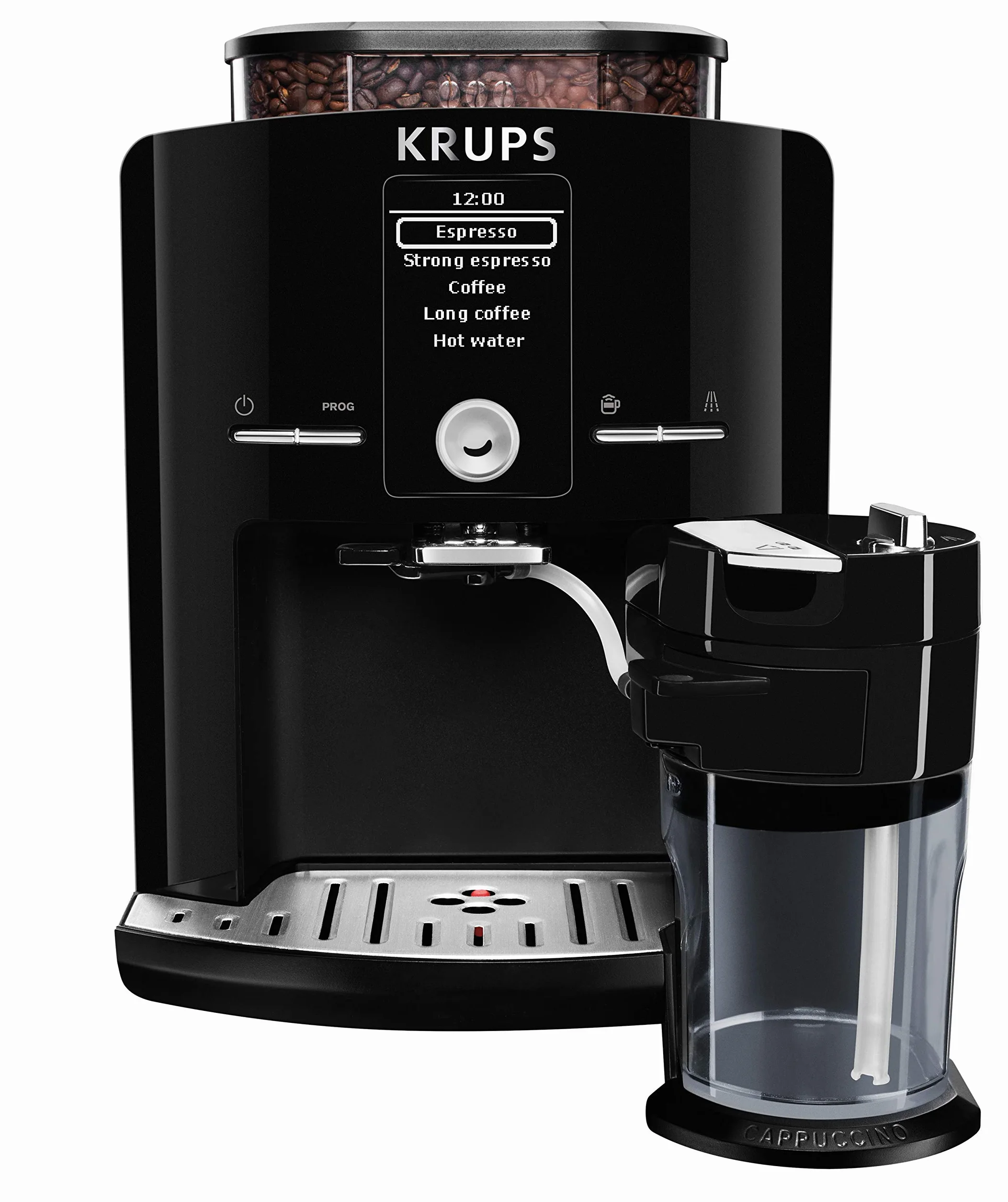 KRUPS EA8298 automatyczny ekspres do kawy Latt'Espress z funkcją One-Touch | 1,7 l | 15 bar | wyświetlacz LC | Cappuccinatore | czarny