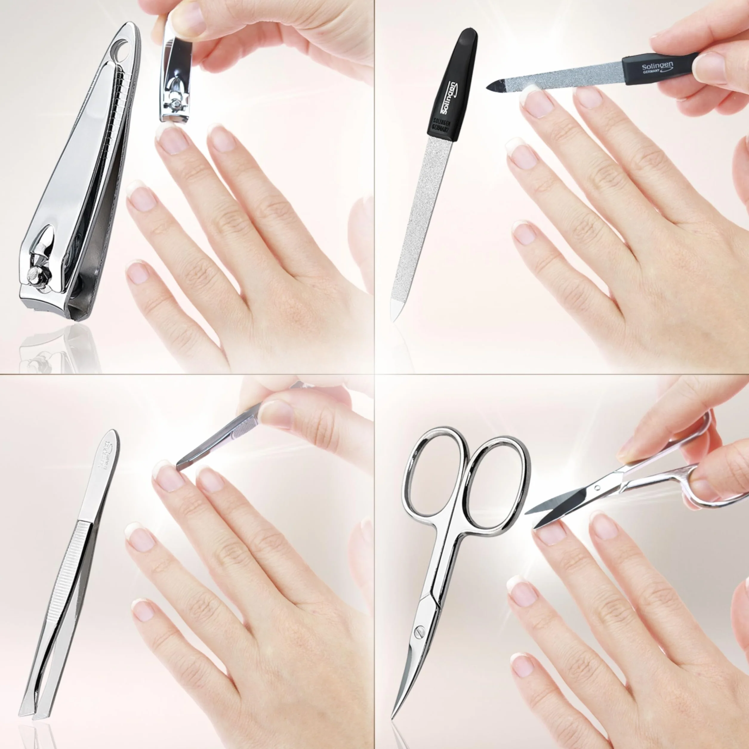 marQus zestaw do manicure 4-częściowy zestaw podróżny z pilnikiem z Solingen zestaw do pielęgnacji paznokci zestaw nożyczek i zestaw do paznokci