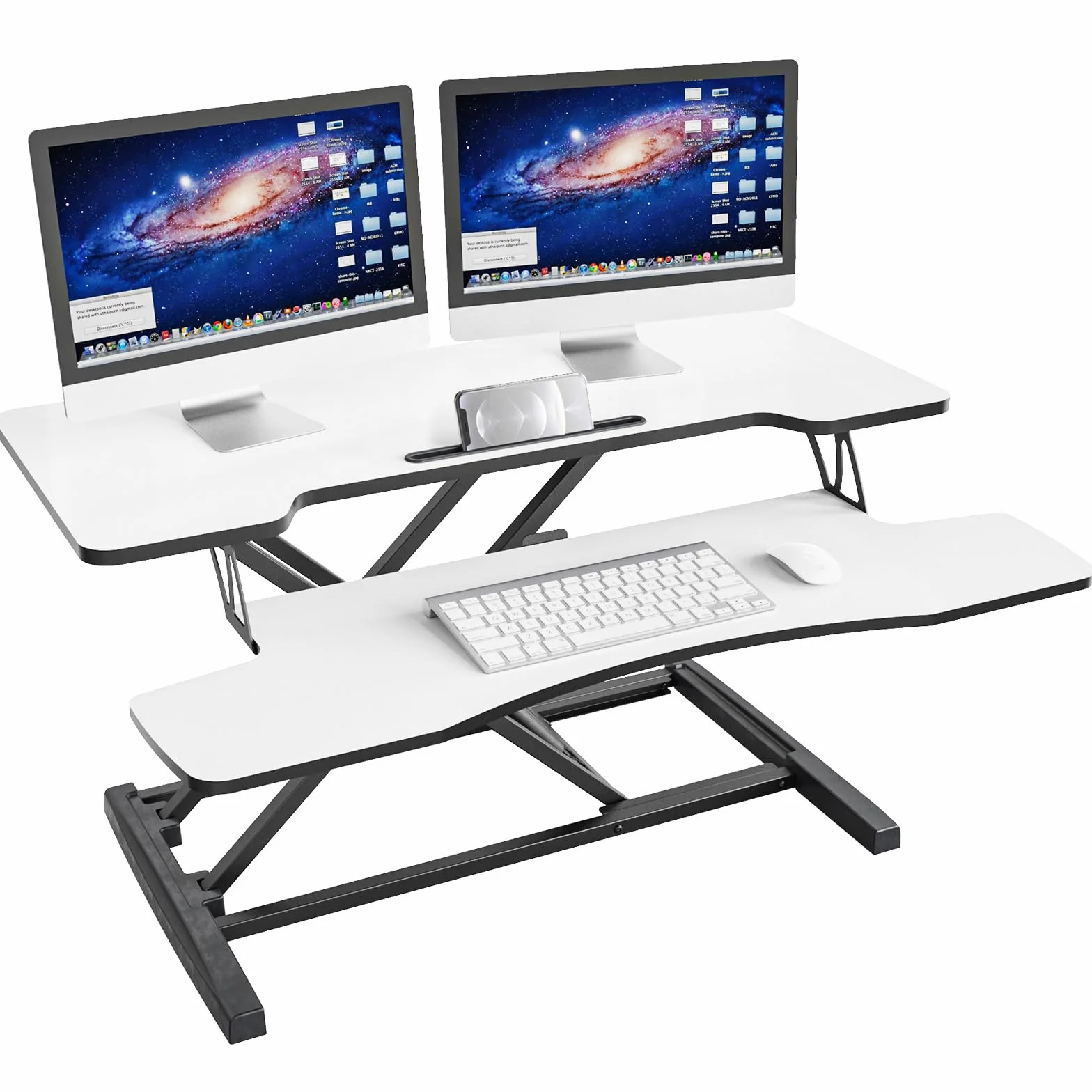 HumanTeck Stacja robocza 36 cali regulowana wysokość platforma 91,5 x 40 cm czarny biała