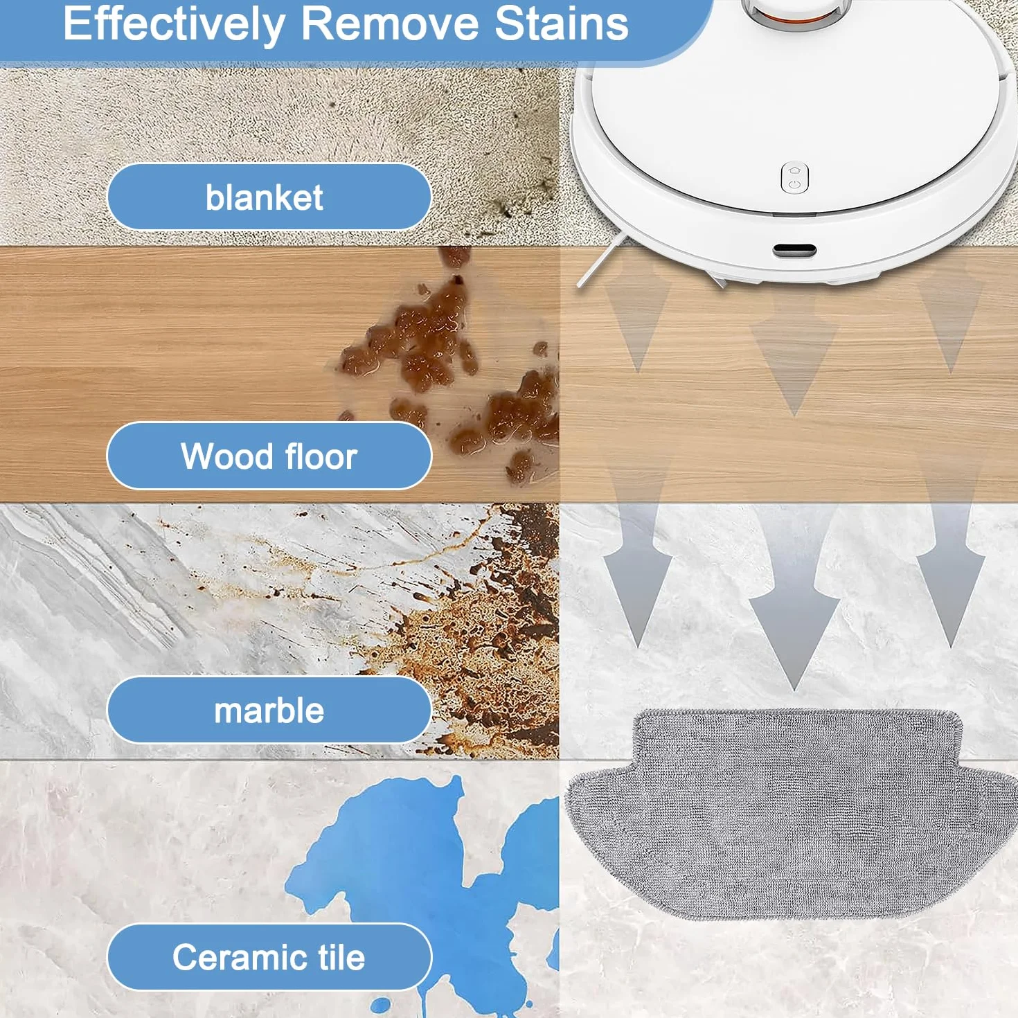 Xiaomi Akcesoria zamienne do Robot Vacuum Mop 2S Mop Pro Mop P STYJ02YM S12 S10 EU, 1 szczotka główna, 2 filtr HEPA, 2 tkaniny, 4 szczotki boczne