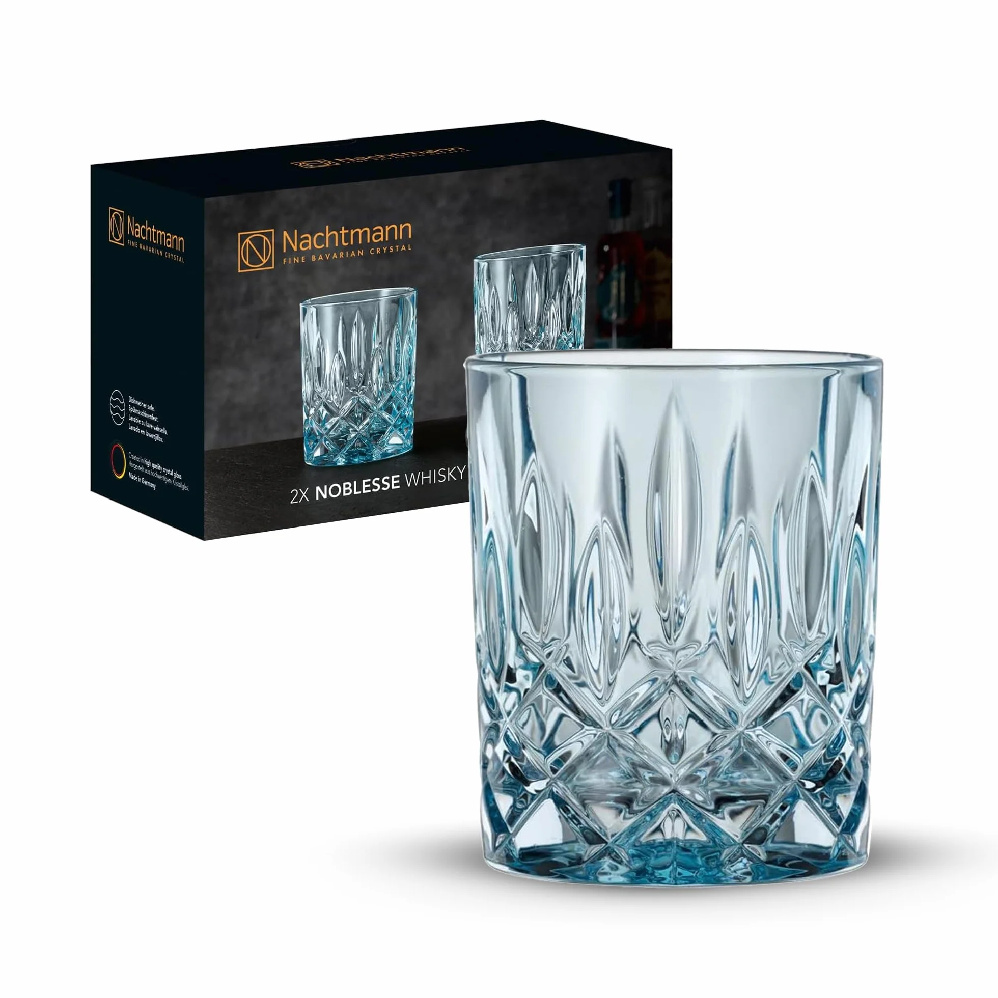 Spiegelau & Nachtmann 2-częściowy zestaw szklanek do whisky, niebieskie szklanki do whisky, szkło kryształowe, 295 ml, Aqua, Noblesse Fresh, 104239, przezroczyste, niebieskie