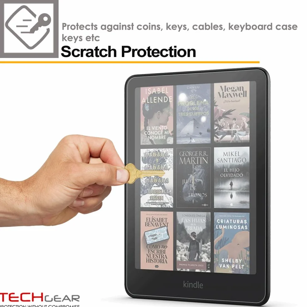 TECHGEAR 3-pak ochraniaczy ekranu do 17.8 cm Amazon Kindle Paperwhite/Signature/Paperwhite Kids/Kindle Colorsoft (wydanie 2024 / 12. generacji) CLEAR pełna osłona ekranu wyświetlacza LCD