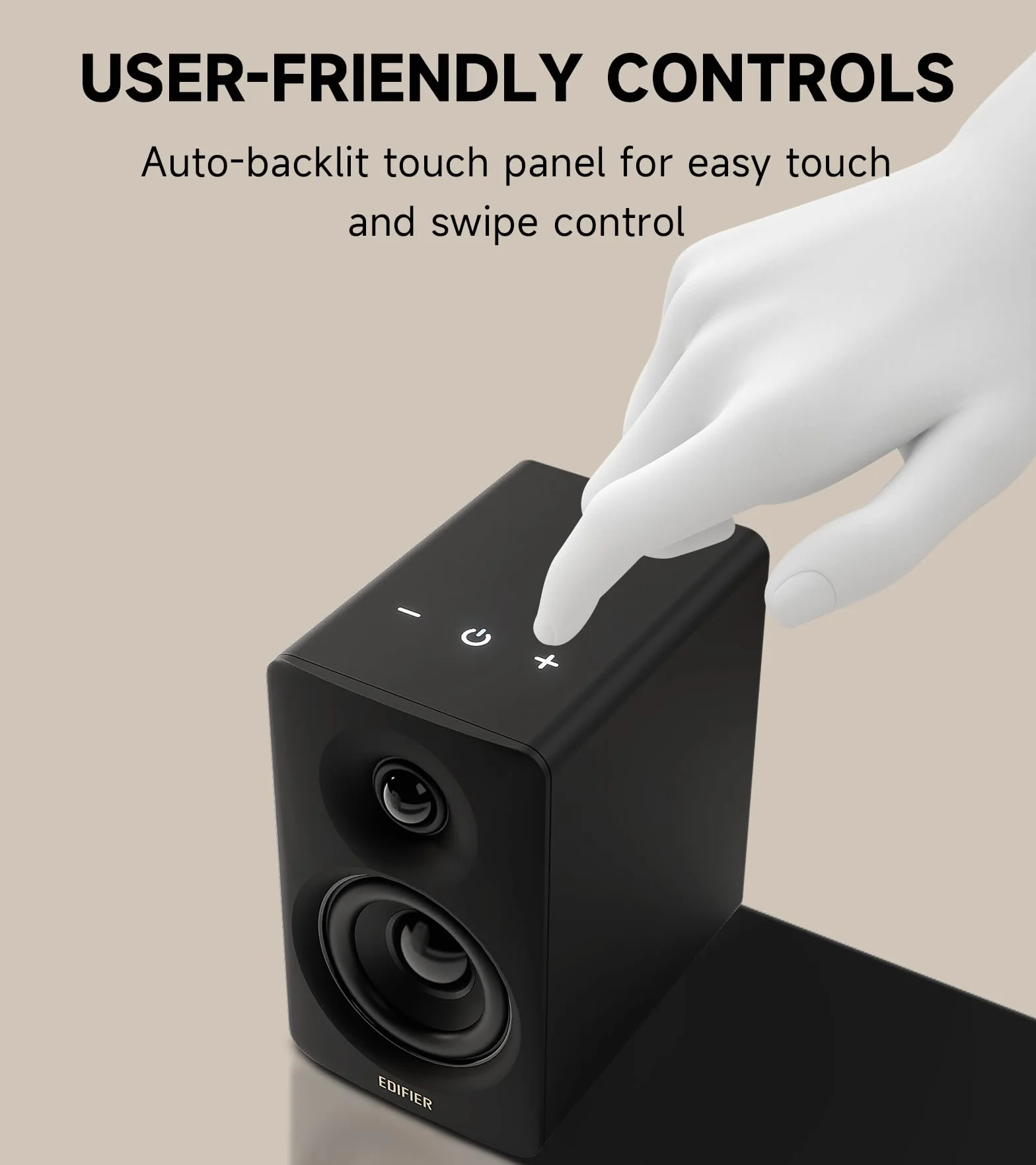 Edifier M60 Głośnik Multimedialny, Bluetooth 5.3, 66W RMS, Hi-Res Audio & Bezprzewodowy, LDAC, 3" Bas & 1" Tweeter, Wejścia USB-C & Aux, Panel dotykowy, Kompaktowy głośnik biurkowy