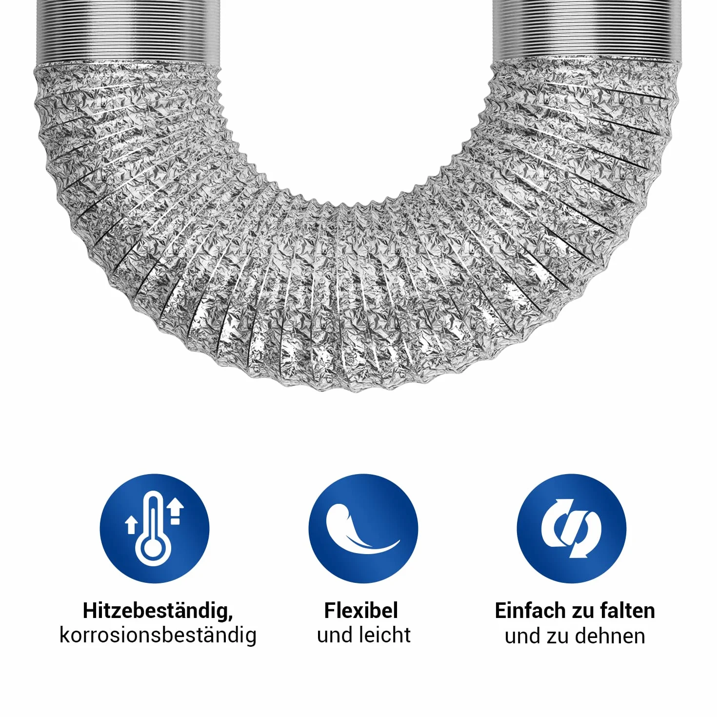 VIOKS Aluminiowa rura elastyczna 150 mm wąż powietrza 2 m uniwersalna rura klimatyzacji