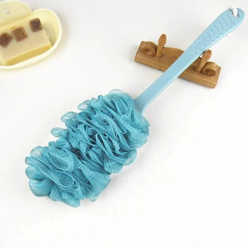 Szczotka do kąpieli z gąbką z uchwytem do kąpieli Długi złuszczający szczoteczka do kąpieli Body Washin (niebieski) Szczotki do kąpieli i ciała