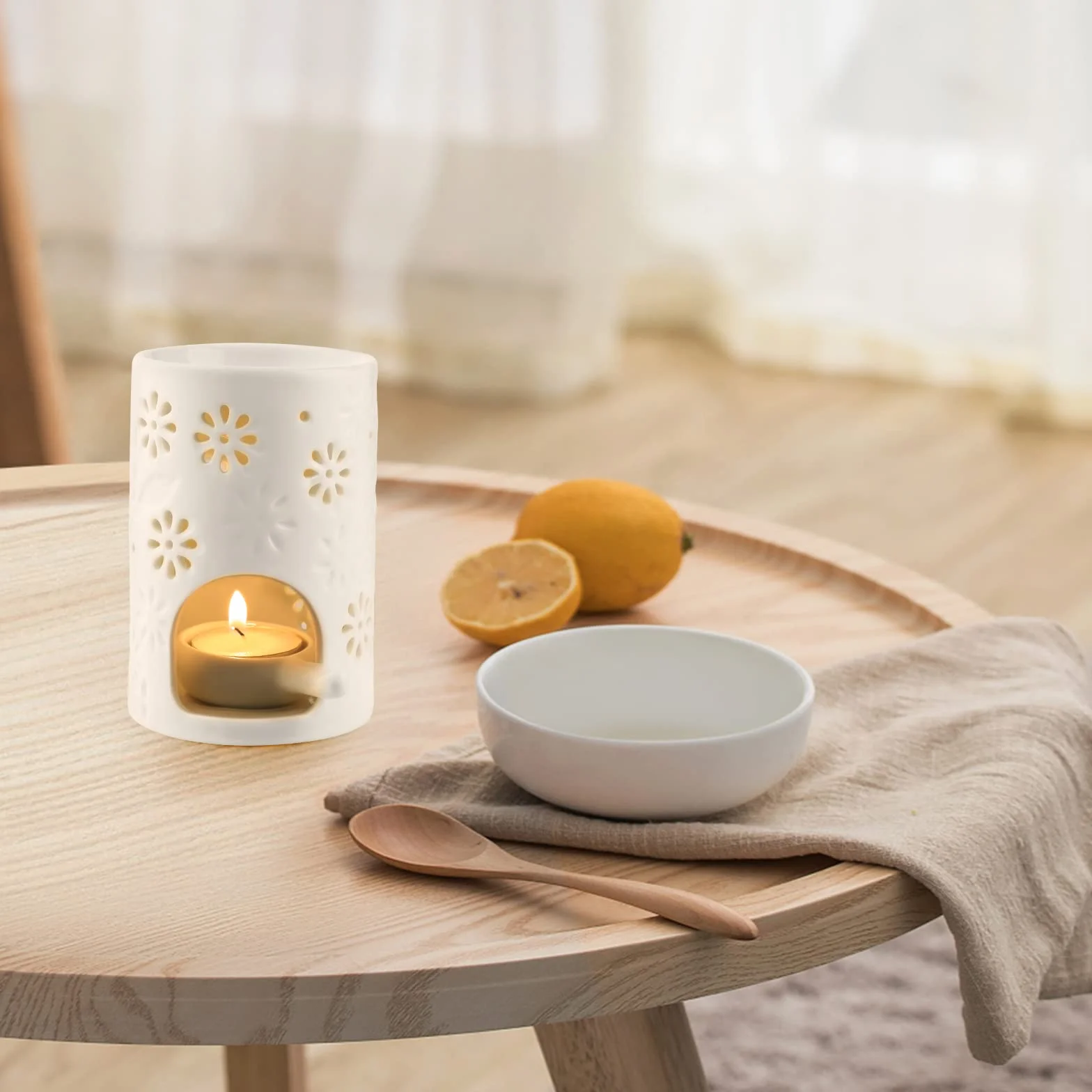 Ceramiczny palnik do olejków eterycznych do topienia wosku, biały
