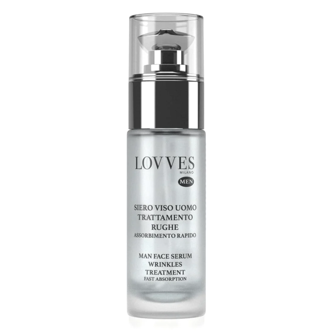LOVVES Męskie serum do twarzy przeciwzmarszczkowe, wysokie naturalne kosmetyki, stymuluje produkcję kolagenu, wygładzający, do codziennego leczenia twarzy i konturu oczu, 30ml szklanej butelki.