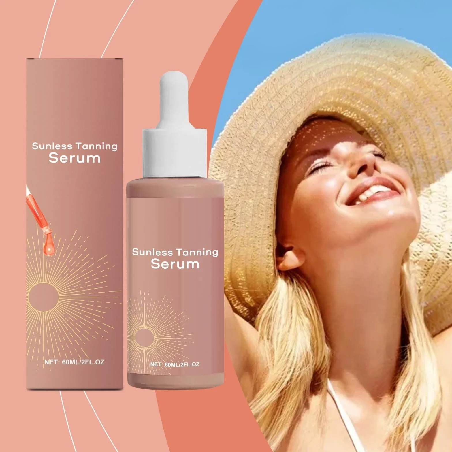 Sunless Tanning Drops, krople do naturalnego zwiększenia melaniny, płynne krople opalenizny, naturalnie wyglądająca opalenizna, zachowują piękny połysk (3 szt.)