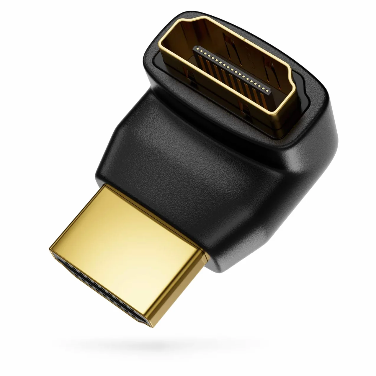 DeleyCON Adapter Kątowy HDMI - 90° Wtyk na Gniazdo - Pozłacane Styki - 3D 1080p Full HD - Czarny