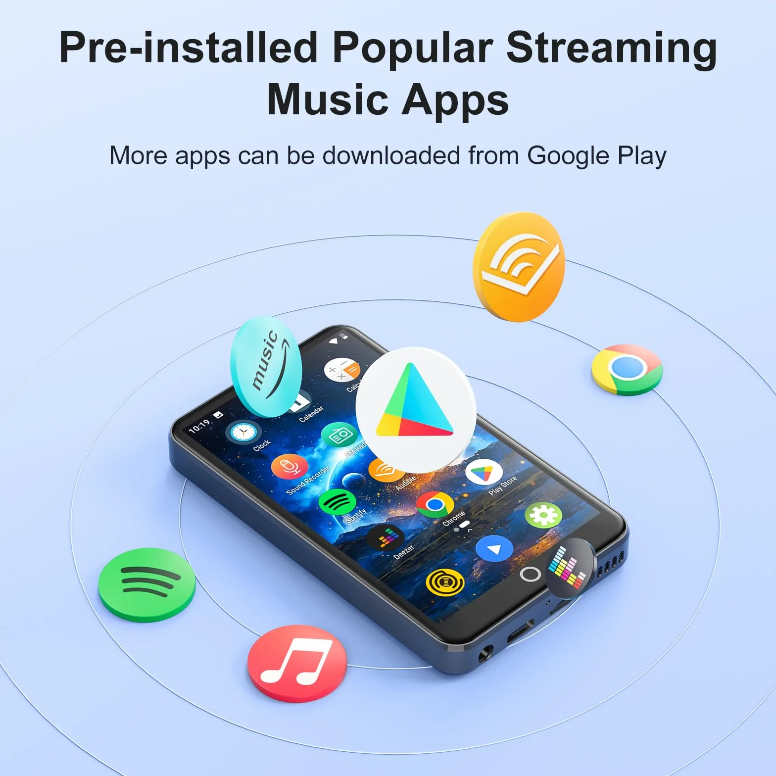 Odtwarzacz MP3 ze Spotify, MECHEN MP3 Player Bluetooth WLAN, przenośny odtwarzacz MP4 z systemem Android z muzyką Amazon, Deezer, kompatybilny z dźwiękiem, ekran dotykowy 4" (Szary)