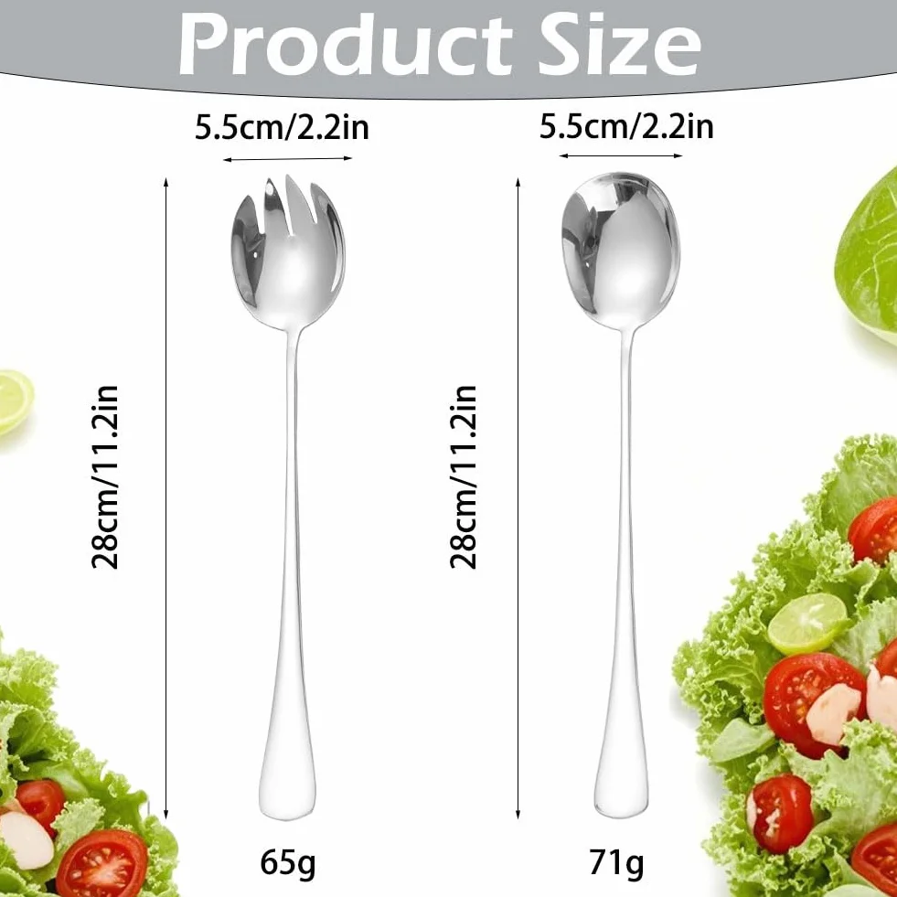 Zestaw sztućców do sałatek ze stali nierdzewnej 28 cm łyżka widelec
