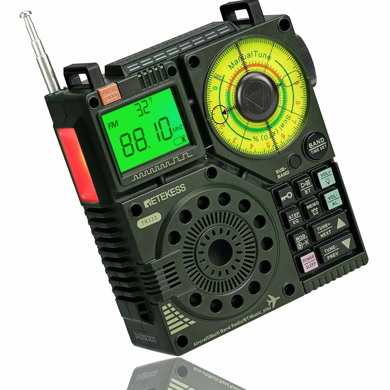 Retekess TR112 krótkofalowe radio, FM VHF SW AIR Band przenośne radio kieszonkowe, obsługa sterowania aplikacją, ładowanie, dźwięk basowy stereo SOS, TF/MP3, odpowiednie dla entuzjastów