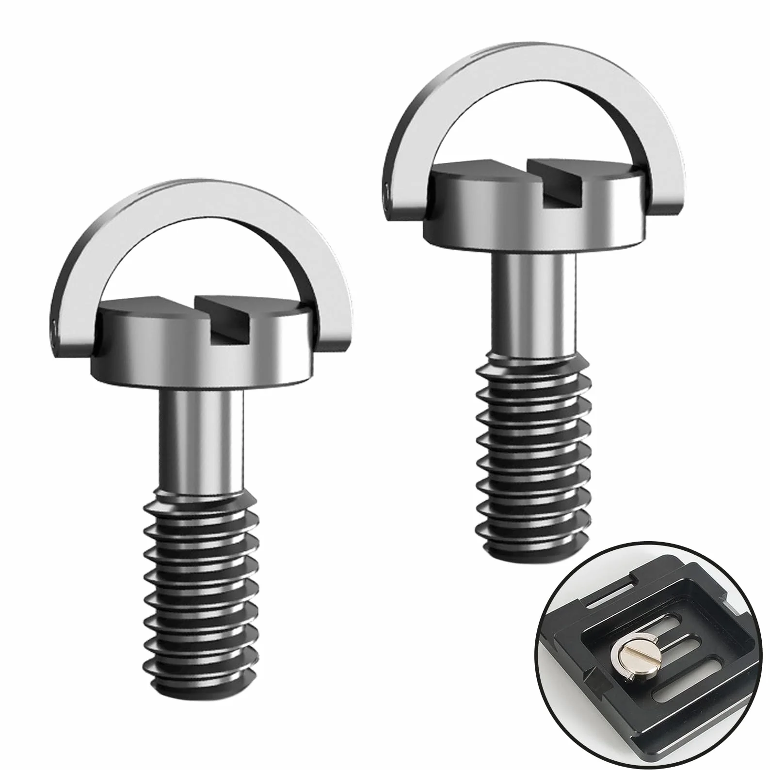 2 sztuki srebrnej, stal nierdzewnej śrubi do aparatu i statywu, szybkie zapięcie, adapter 1/4 cala