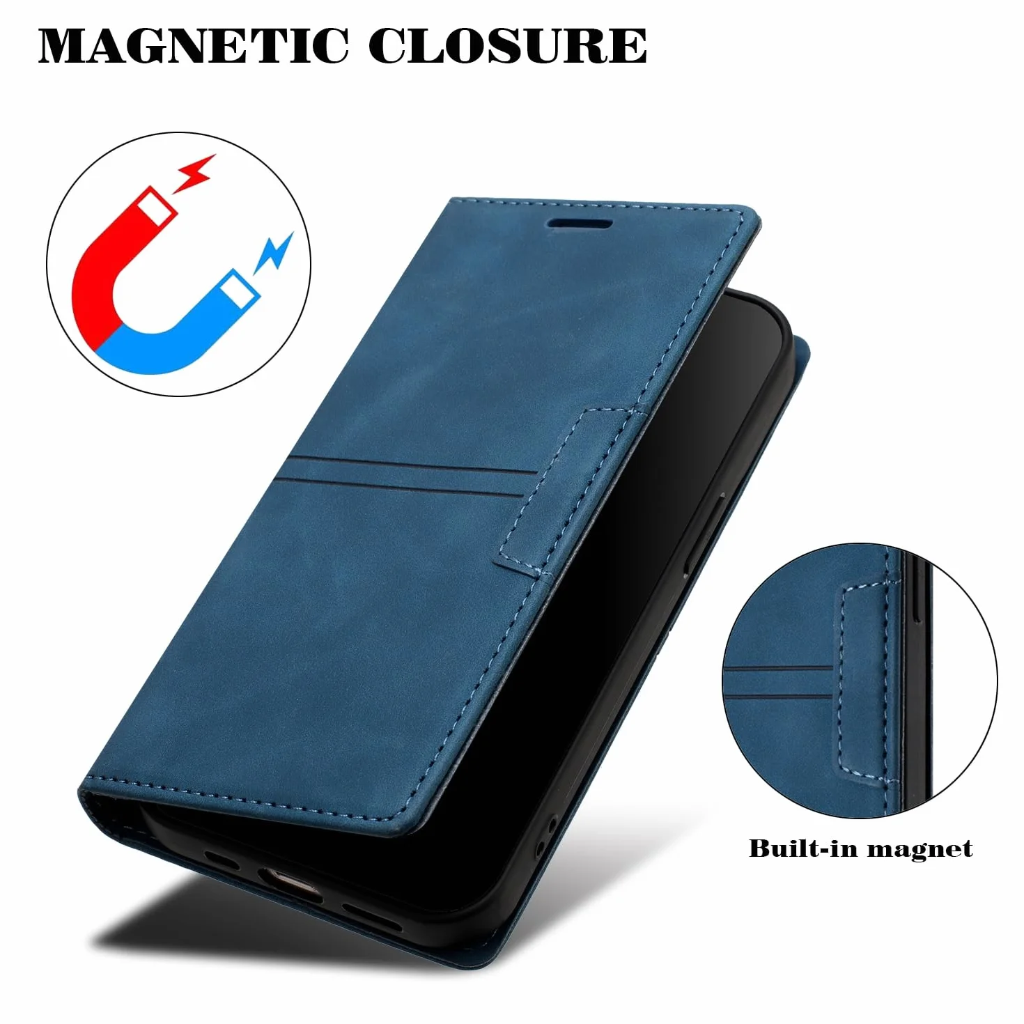 Etui z Klapką dla Google Pixel 8 Pro, etui z klapką stojak magnetyczne zamknięcie etui na telefon z [przegródkami na karty] i [podpórką] do Google 8 Pro (Niebieski)