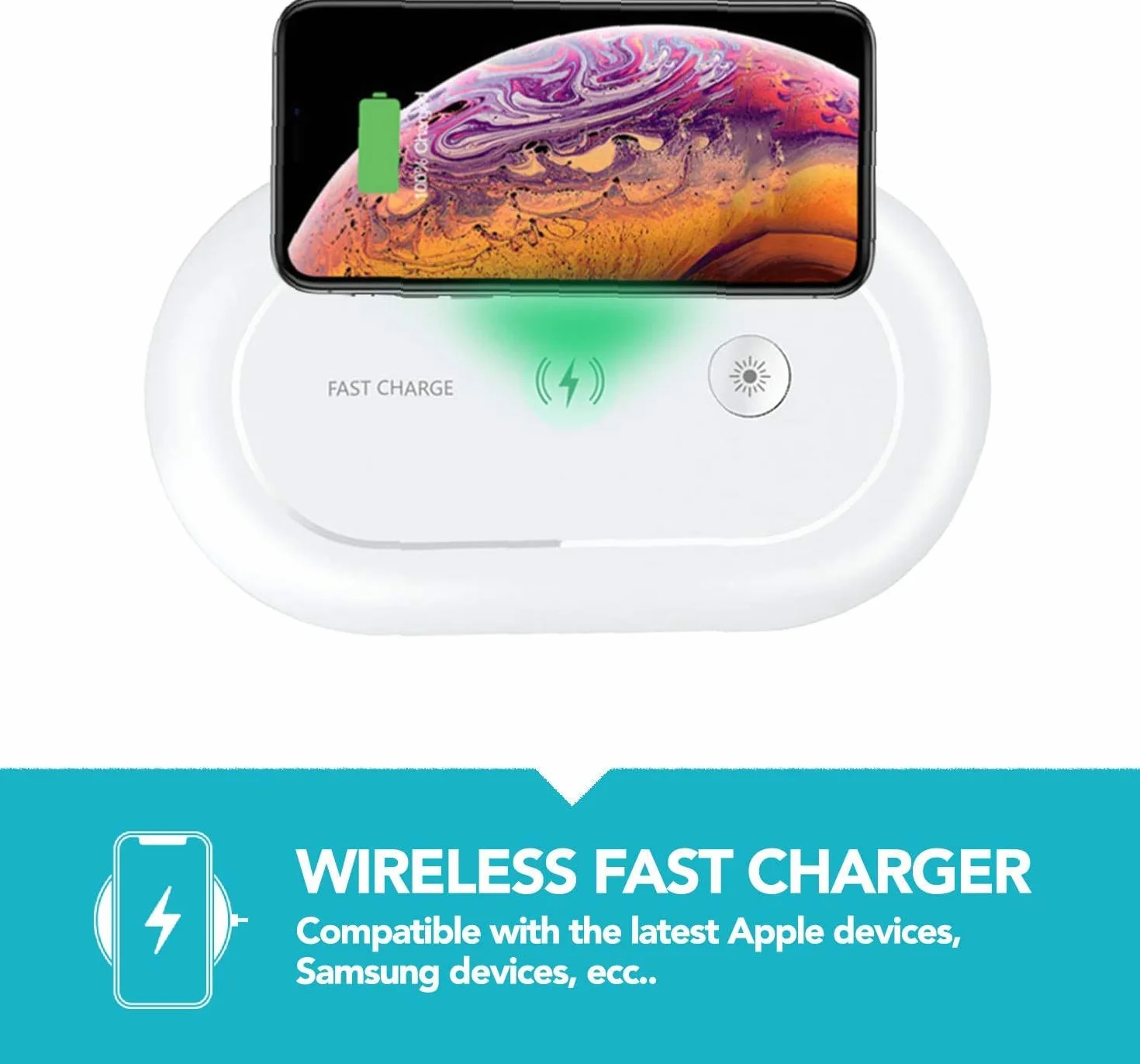 Superia sterylizator UV z bezprzewodową stacją ładującą do smartfonów, antywirusowych i baterii, odkażacz do telefonów komórkowych, zegarków, masek