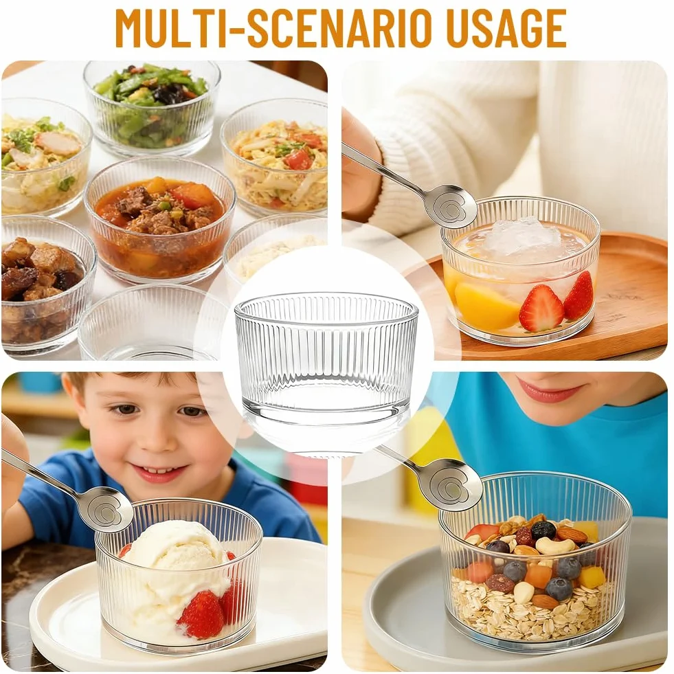 Zestaw przezroczystych szklanek deserowych, 200 ml, 8 sztuk, małe miseczki deserowe ze szkła, kubki do lodów, tiramisu, lodów, panna cotta, budyniu, dżemu i słodkich potraw, musli