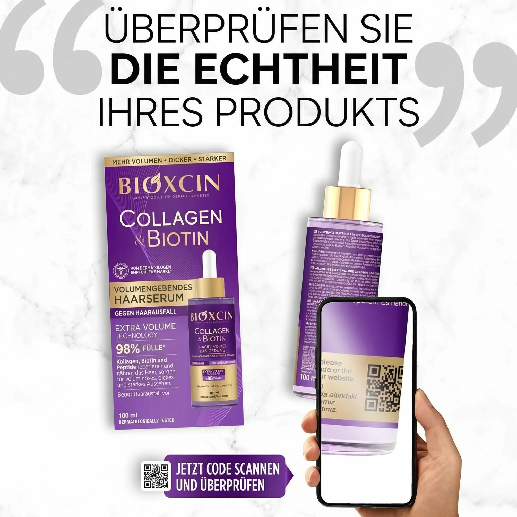 Bioxcin Kolagen i biotyna serum przeciw wypadaniu włosów 100 ml wzmacniające do cienkich włosów