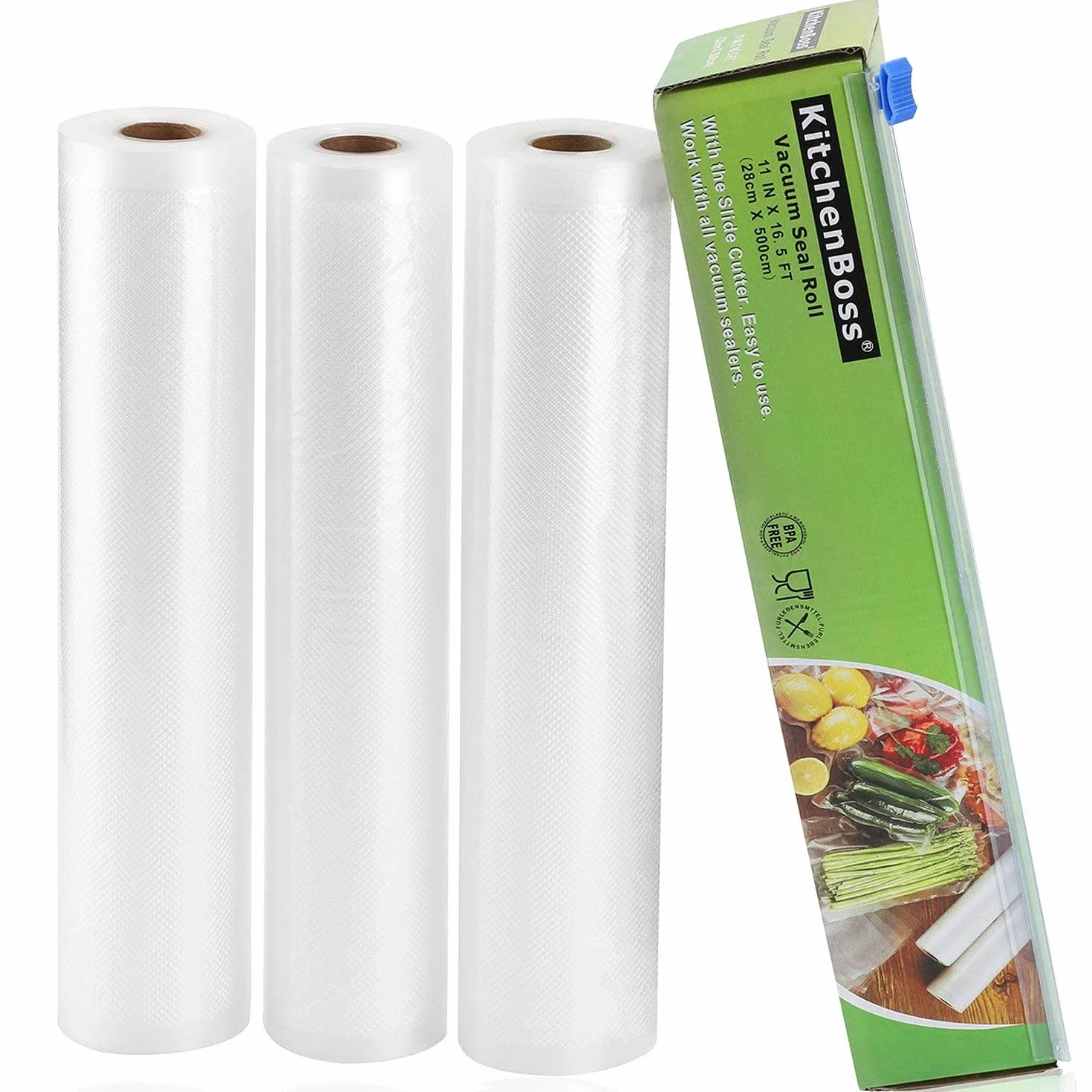 KitchenBoss Worek próżniowy do żywności 3 rolki 28 x 500 cm nie zawiera BPA folia do zgrzewarki Sous Vide