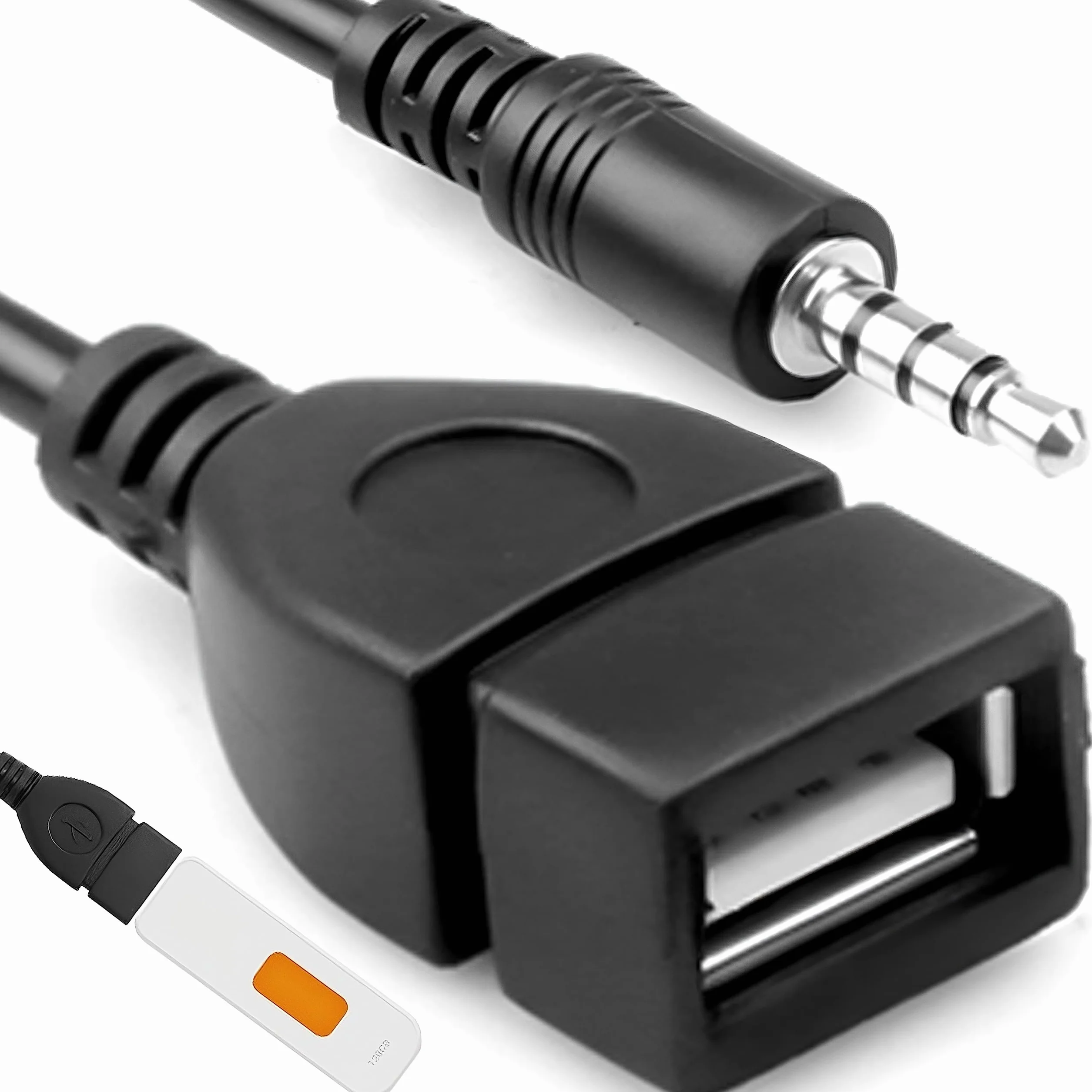 Retoo Kabel adaptera USB OTG Jack 3,5 mm, gniazdo AUX na USB A, radio samochodowe, złącze muzyczne do samochodów stereo, Auto GPS, CD, konwerter OTG, adapter 3,5 mm, E395, czarny