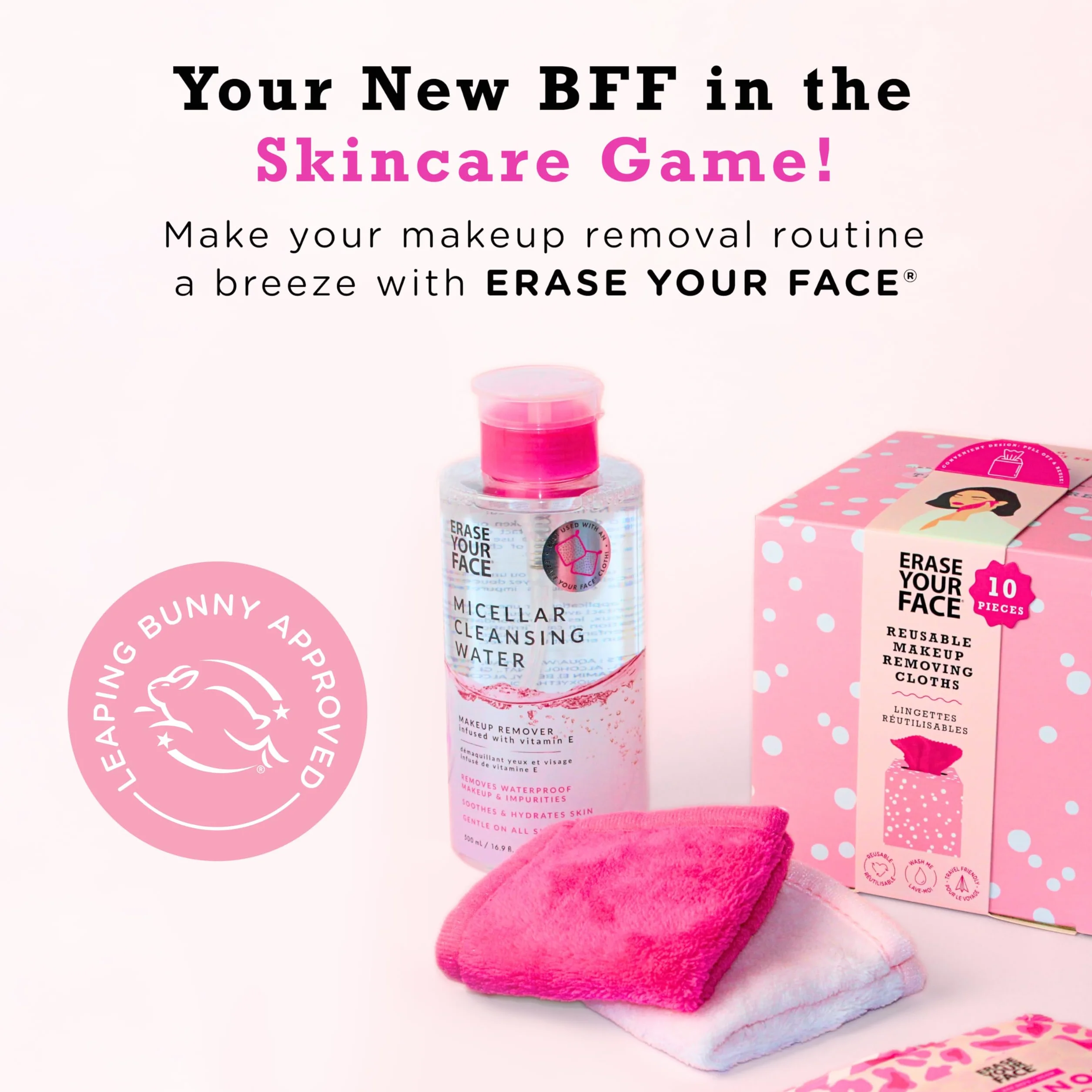 Danielle Creations Erase Your Face Ekologiczne ściereczki do demakijażu wielokrotnego użytku - opakowanie zbiorcze 4 sztuk