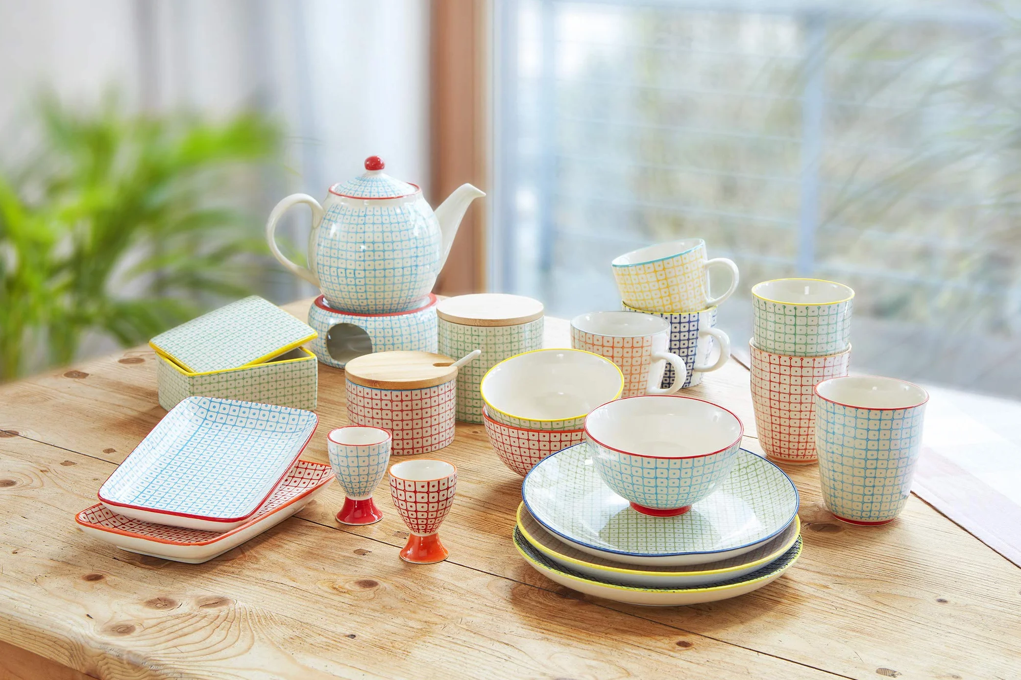 Bloomingville Kubki Carla Lapis ceramiczny Gres zielony niebieski zestaw 2 sztuk 280 ml Ø 9,5 x wys. 8 cm
