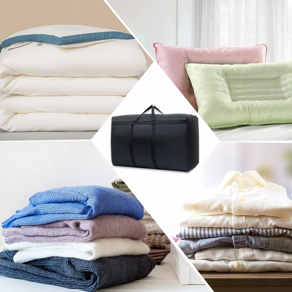 Torba do przechowywania Oxford 180 L składana z uchwytem 100 x 58 x 28 cm czarna