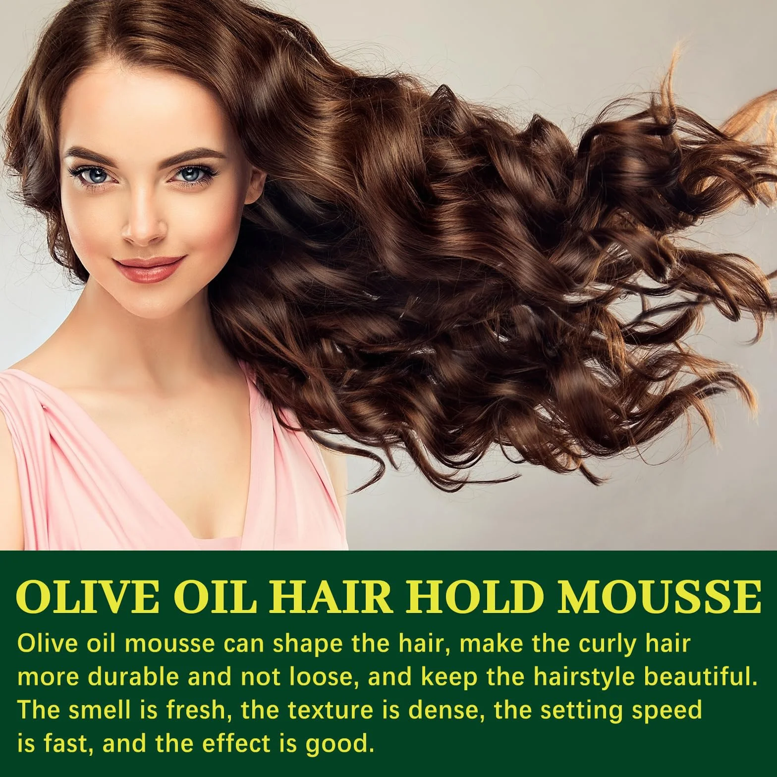Olive Oil Volume Styling Mousse, Curl Defining Cream, mus do stylizacji włosów, nawilżająca stylizacja włosów z oliwą z oliwek, lekka pianka do włosów z elastycznym trzymaniem, nadaje się do