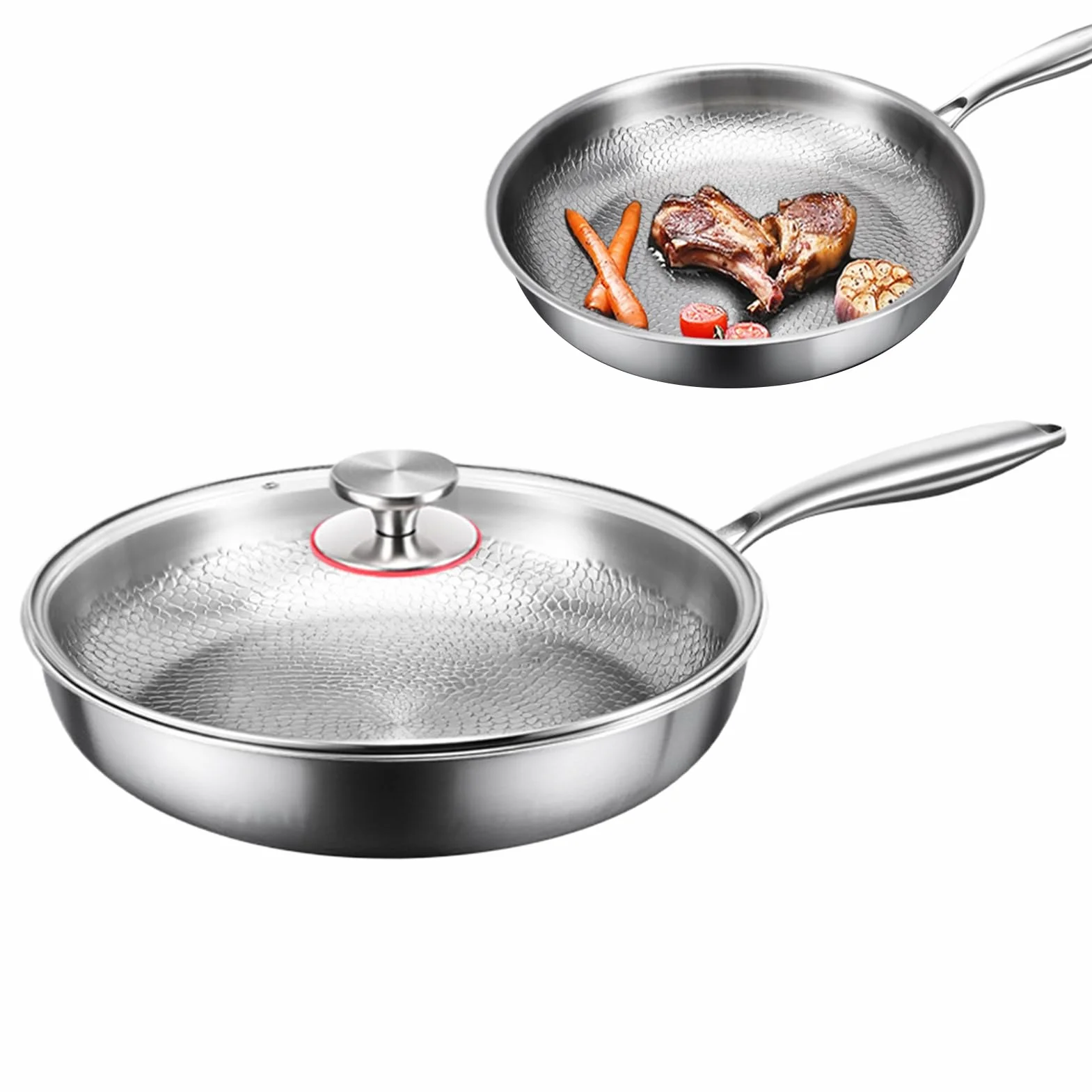 Titanium Hammered Pan Pro, nieprzywieraj?ca patelnia, m?otkowana tytanem, trwa?y materia?, wszechstronne przygotowywanie posi?ków, 29,9 cm, do kuchni, kemping, do grillowania