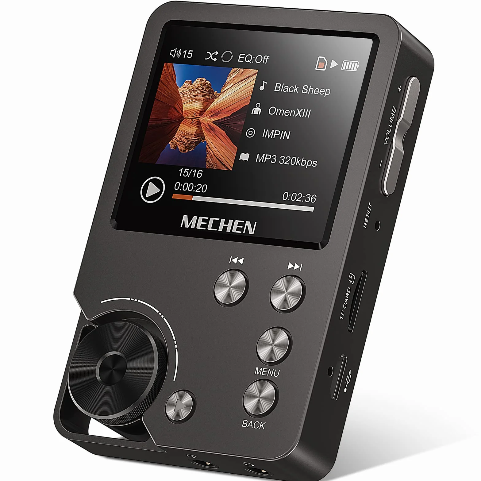 MECHEN Odtwarzacz MP3, HiFi, bezstratne odtwarzanie muzyki, DSD DAC, dźwięk o wysokiej rozdzielczości, 30 godzin ciągłego odtwarzania, z kartą pamięci 64 GB, możliwość rozszerzenia pamięci do 256 GB