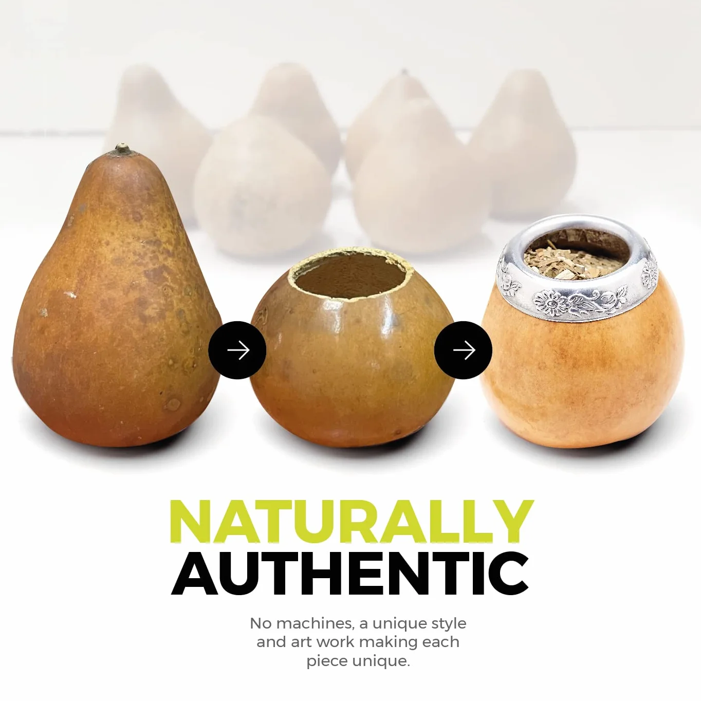 BALIBETOV Yerba Mate Kubek Naturalny Ręcznie Robiony Argentyński - Zestaw z Bombillą i Szczotką