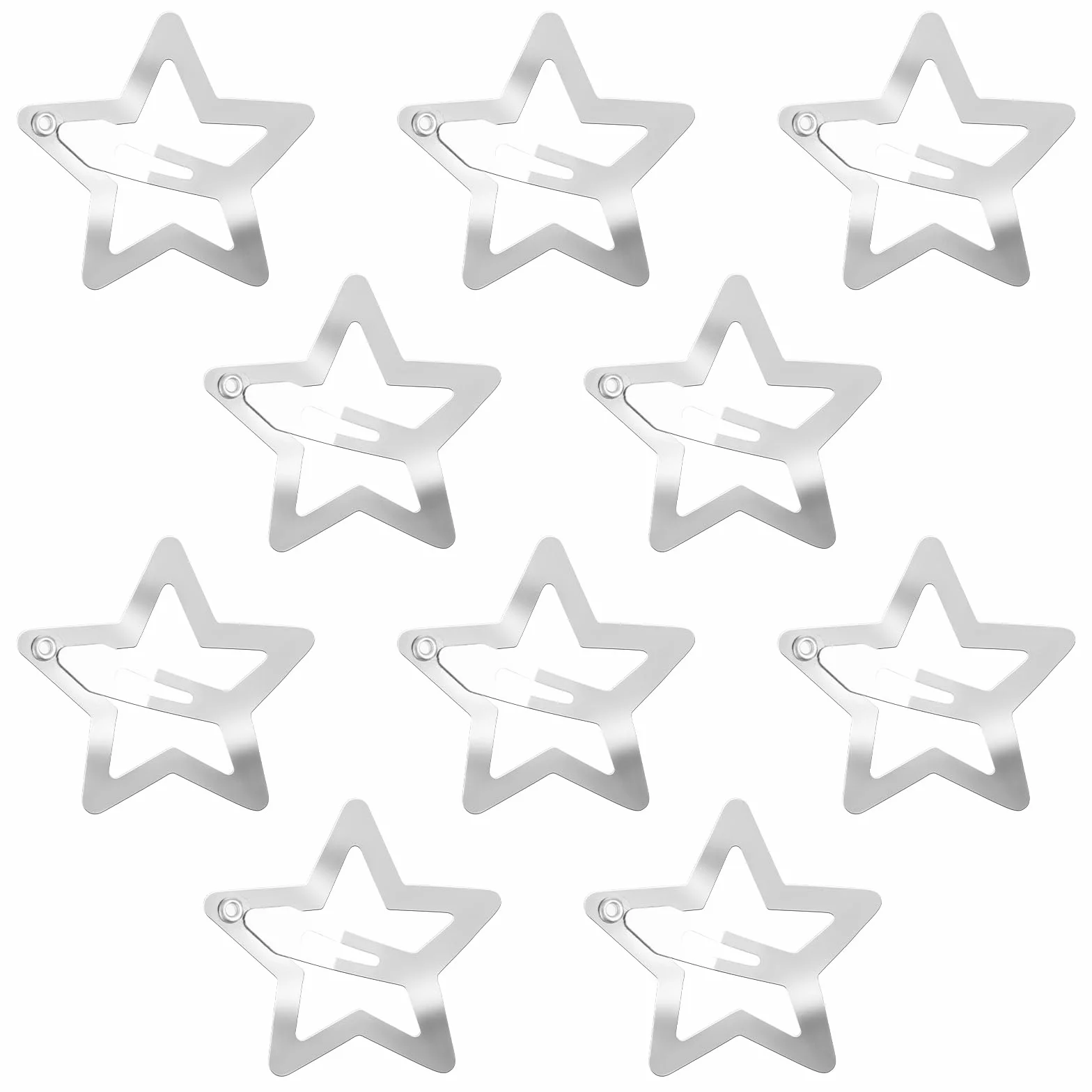 10 szt. spinek do włosów w kształcie gwiazdy, 4 cm, gwiazda, akcesoria Y2K, srebrne metalowe spinki do włosów, akcesoria do włosów, antypoślizgowe klipsy w kształcie gwiazdy, dla dziewcząt i kobiet