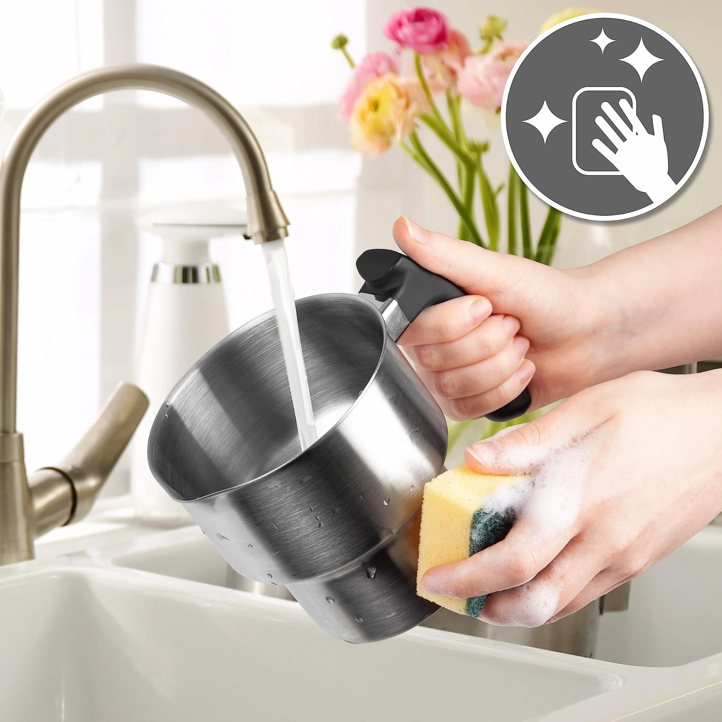 Duronic MF500 WE Automatyczny spieniacz do mleka elektryczny 500W ze stali nierdzewnej 500ml