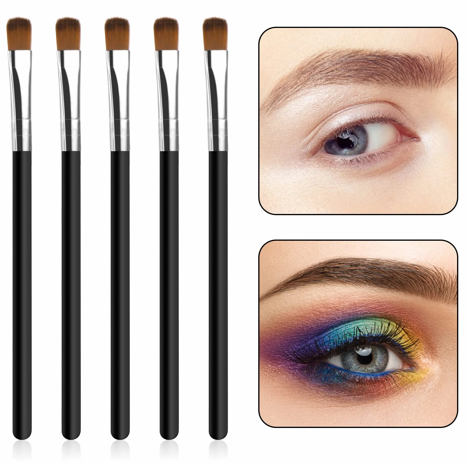 WLLHYF 5 sztuk Zestaw pędzli do brwi Eyeliner Pędzle do makijażu oczu Profesjonalny Ultra cienki cień do powiek Miękkie włosie Pędzle Narzędzia do cieni do powiek dla kobiet Dziewczyn