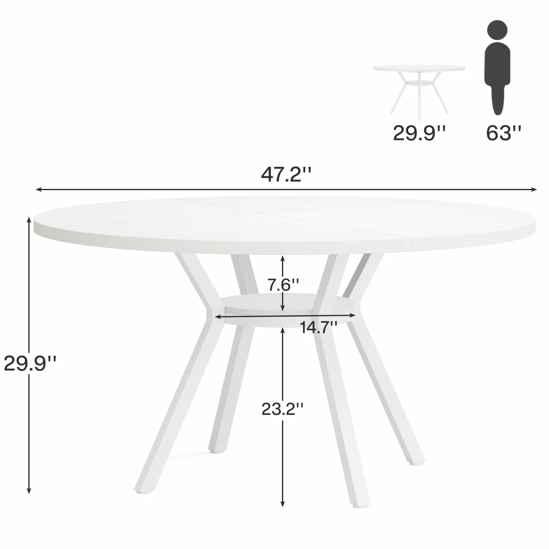 Tribesigns Okrągły stół do jadalni 120 cm dla 6-8 osób metalowe nogi
