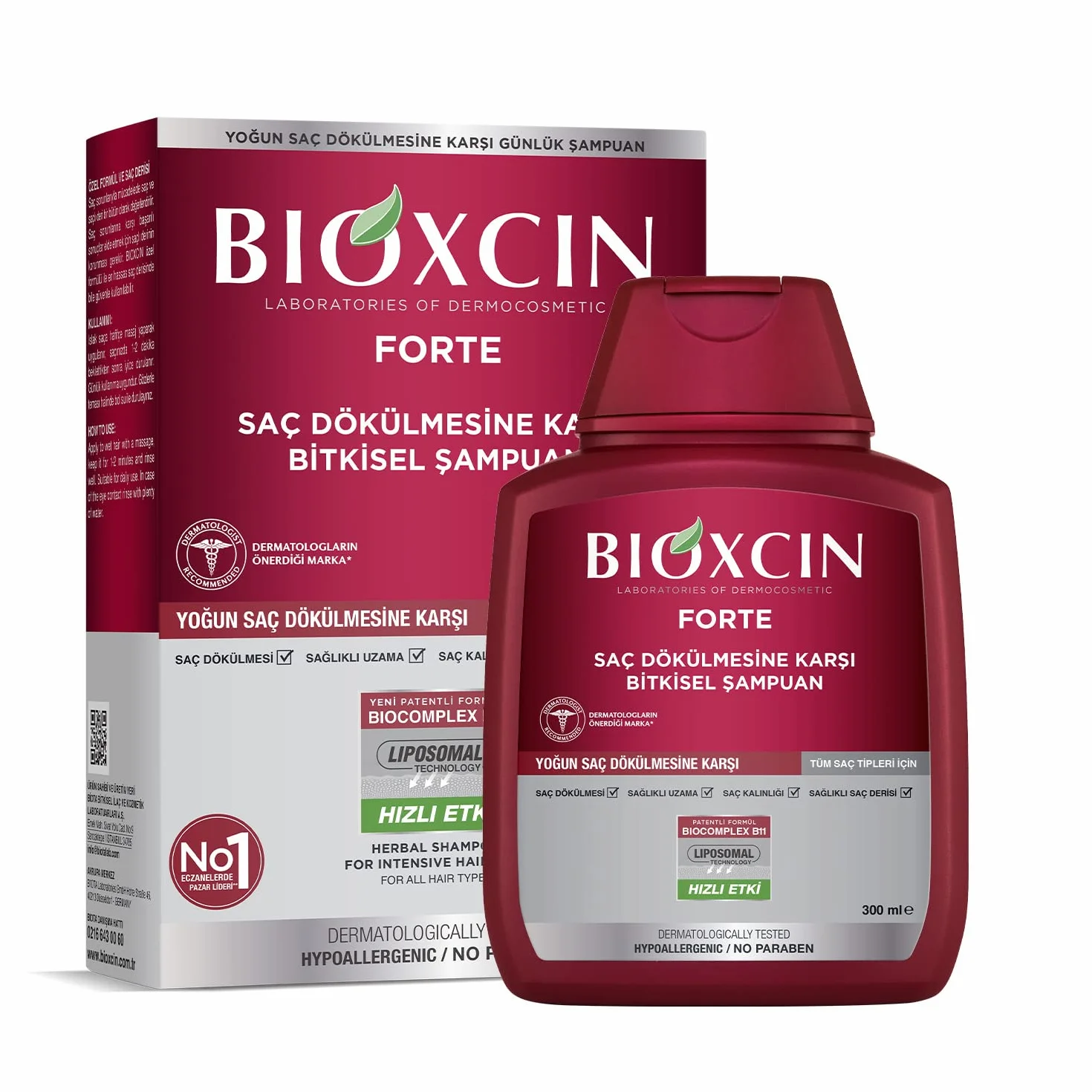 Bioxcin Forte Szampon przeciw intensywnemu wypadaniu włosów ziołowy do wszystkich rodzajów włosów 300 ml