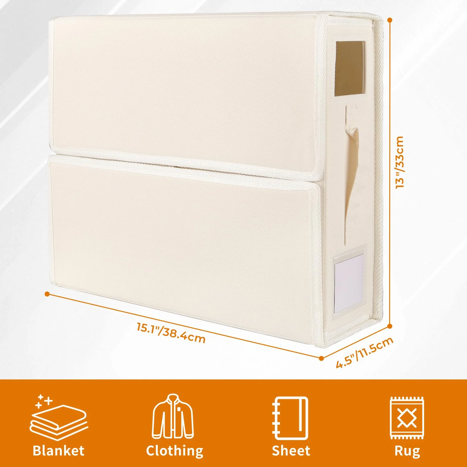 2pcs Składany Organizer do Przechowywania Pościeli, Skrzynka do Przechowywania Pod łóżkiem z Tkaniny Typu Oxford, Poszewki na Poduszki i Koce (Beżowy)