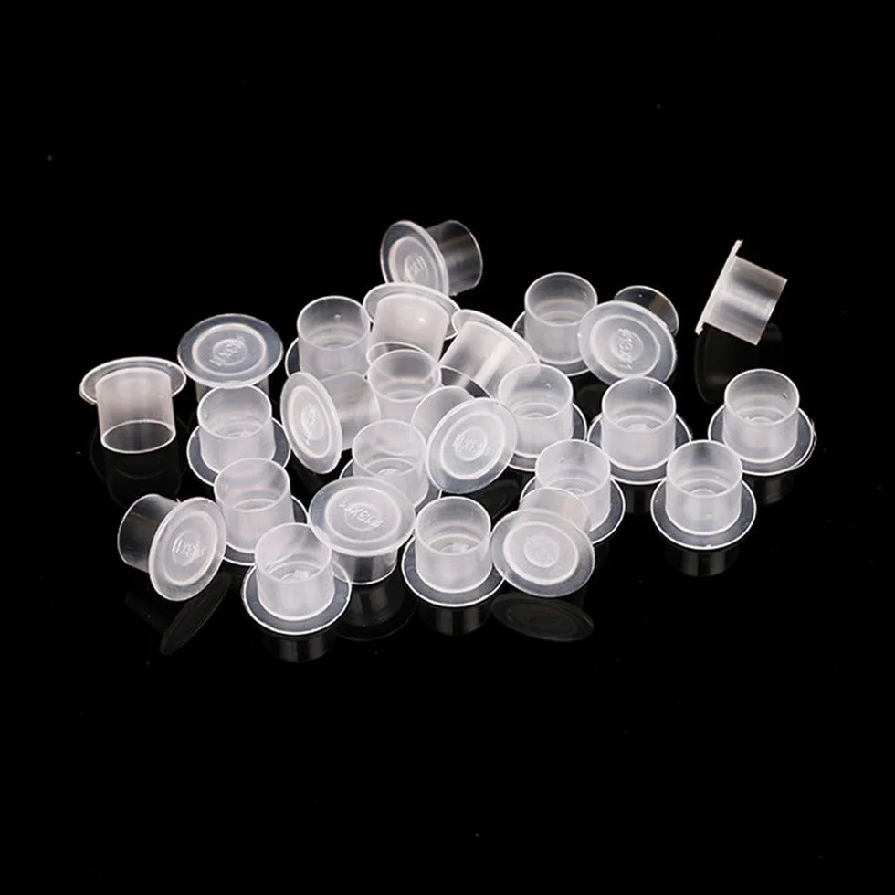 300 szt. Mały rozmiar Plastikowe kubki z tuszem Szerokie białe korki z tuszem Podstawa, 10x11mm S do tuszu do tatuażu, materiały do tatuażu.
