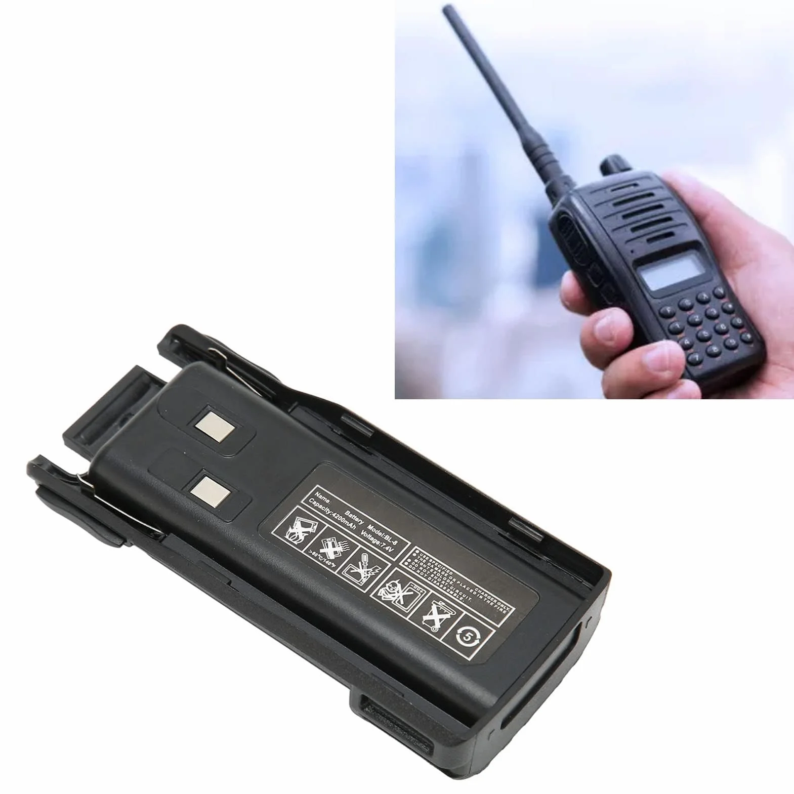 2 szt. 7.4V 4200mah Wymienne Baterie BL-8 Litowo-jonowy Oryginalny do UV82 UV 8D UV 89 UV UV 82HX Walkie Talkie, 2-kierunkowe Baterie Radiowe