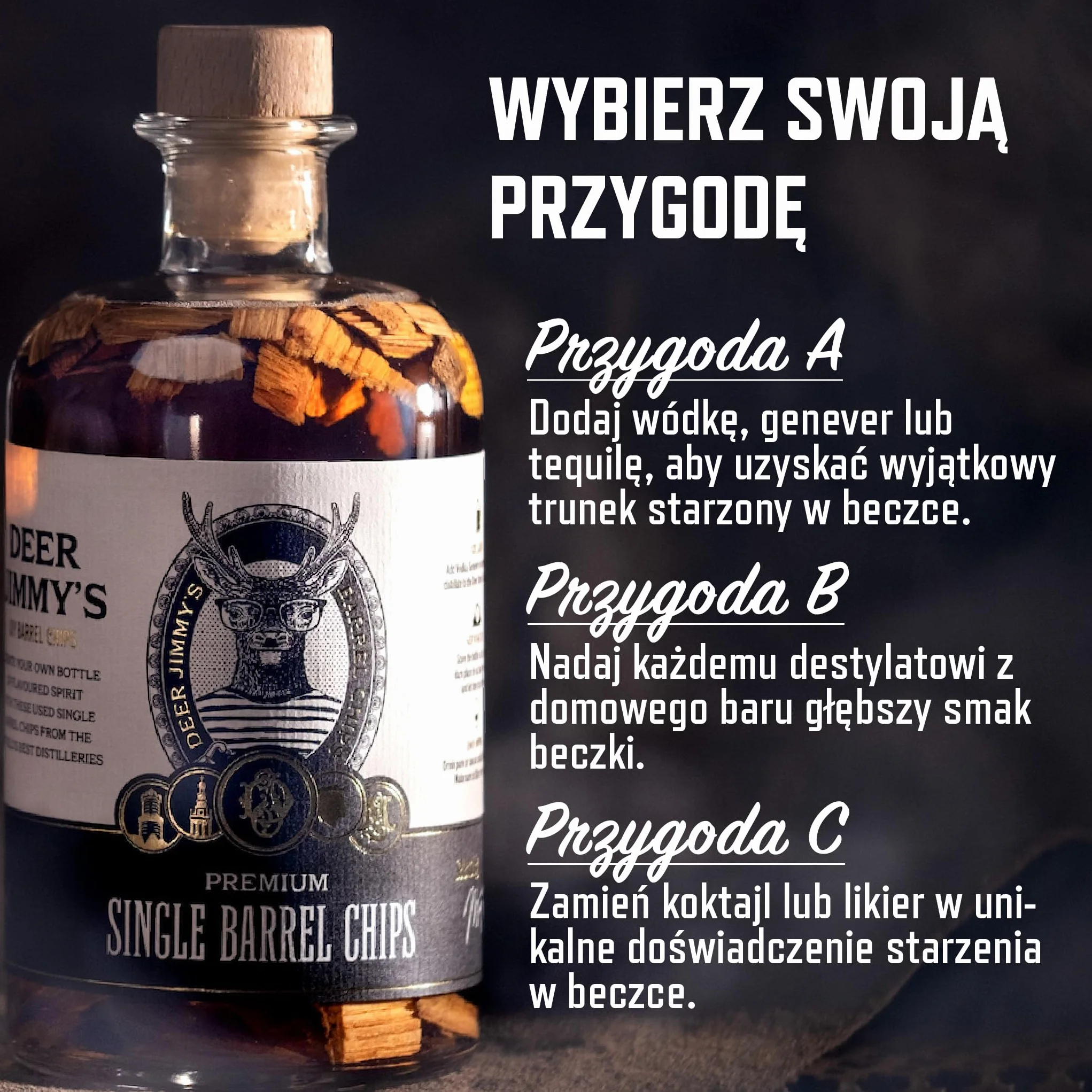 Deer Jimmy's® Rum do samodzielnego wykonania z dżamajskimi żetonami dębowymi premium