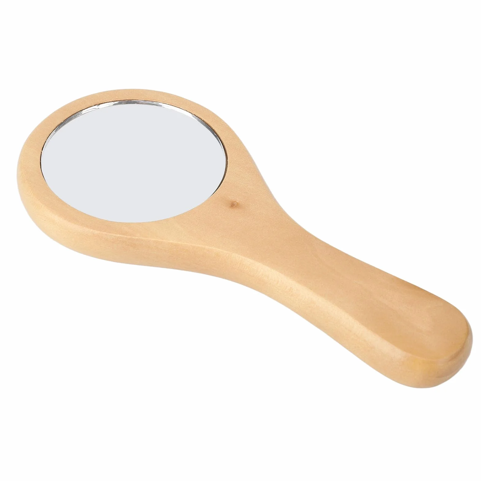 Drewniane Lusterko do Makijażu Ręczne Ergonomiczny Uchwyt Przenośne