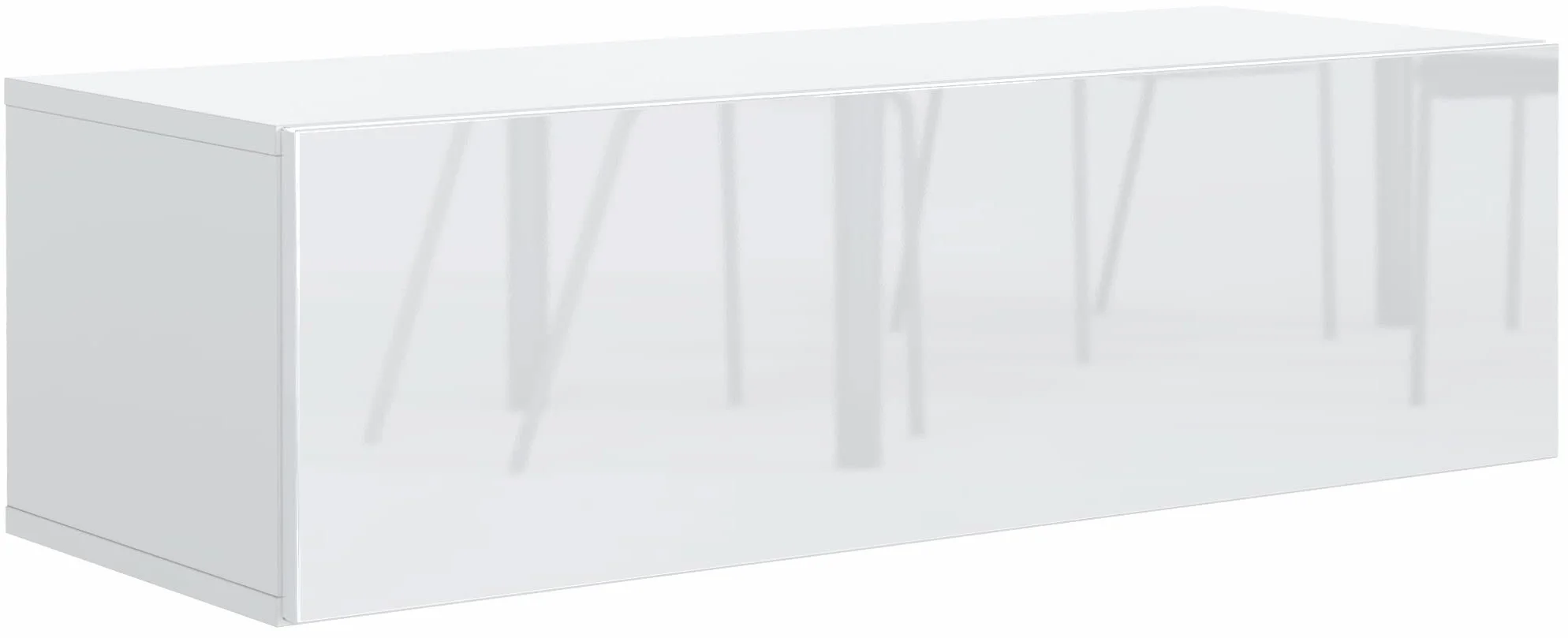 Meble Masztalerz Wisząca Szafka RTV 100 cm Biała Fronty na Wysoki Połysk Szafka pod Telewizor Nowoczesna 100 x 30 x 36,5 cm