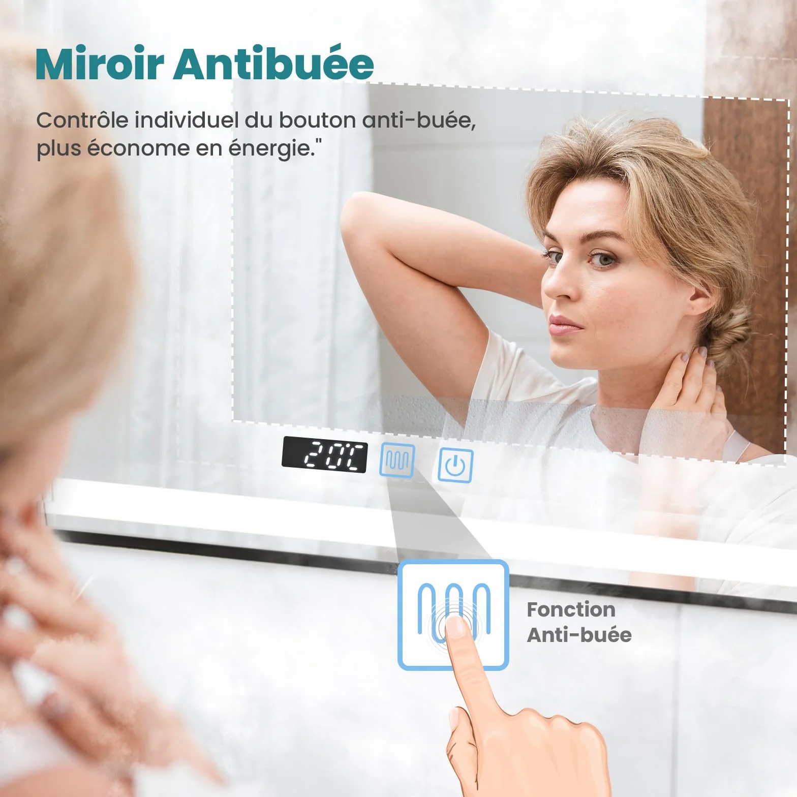 YOURLITE Lustro łazienkowe LED 60x80 cm z oświetleniem IP44 Czarny