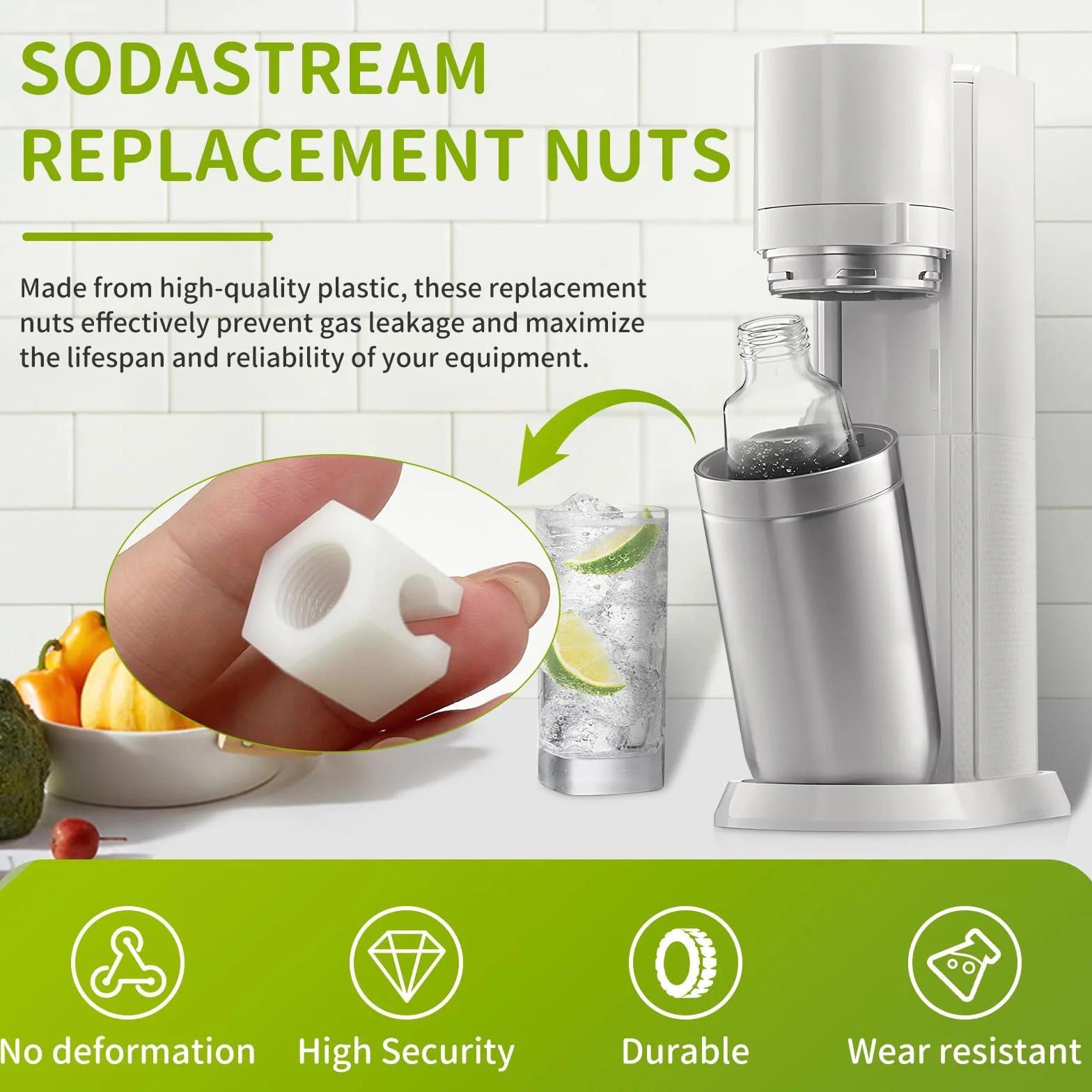 Sodastream Crystal 1.0 & 2.0 Nakrętki Zapasowe Zamienne - Zgodne z Modelem Duo, Jet, Fizzi