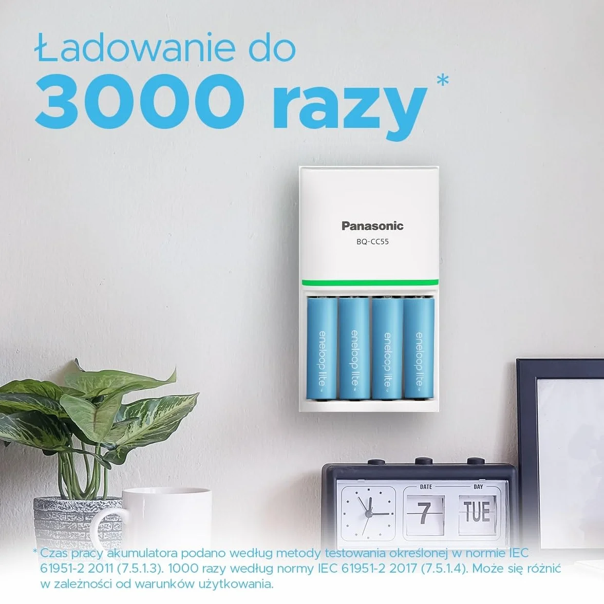 Panasonic eneloop lite | Ready-to-Use Ni-MH akumulatory, AAA/Micro, 2 sztuki w zestawie, min. 550 mAh, 3000 cykli ładowania, niski stopień samorozładowania w opakowaniu w bez tworzyw sztucznych