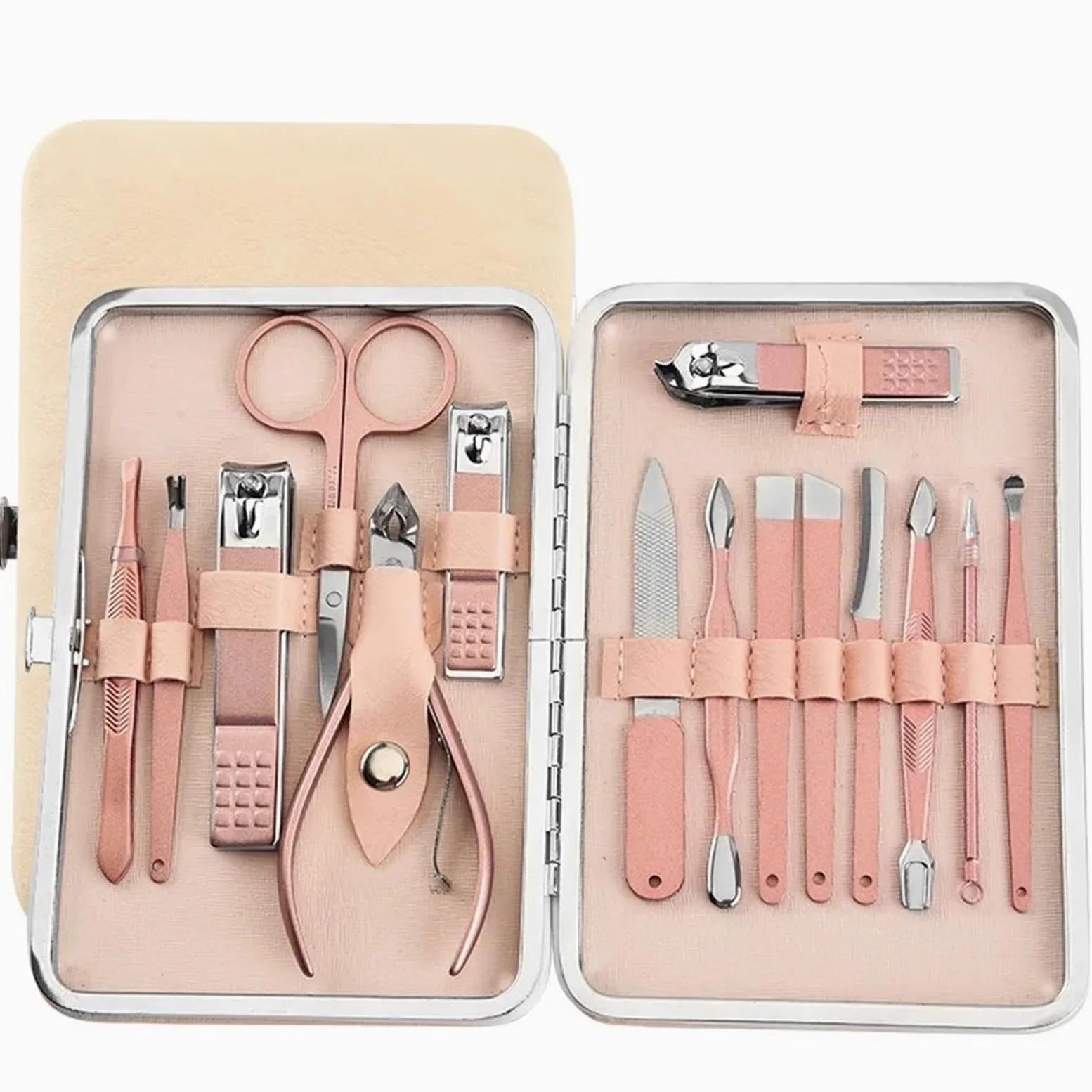 Zestaw do manicure narzędzia nowe różowe złoto i czarne nożyczki do paznokci zestaw obcinacz do paznokci pedicure uroda narzędzia obcinacz do paznokci (16 szt.)