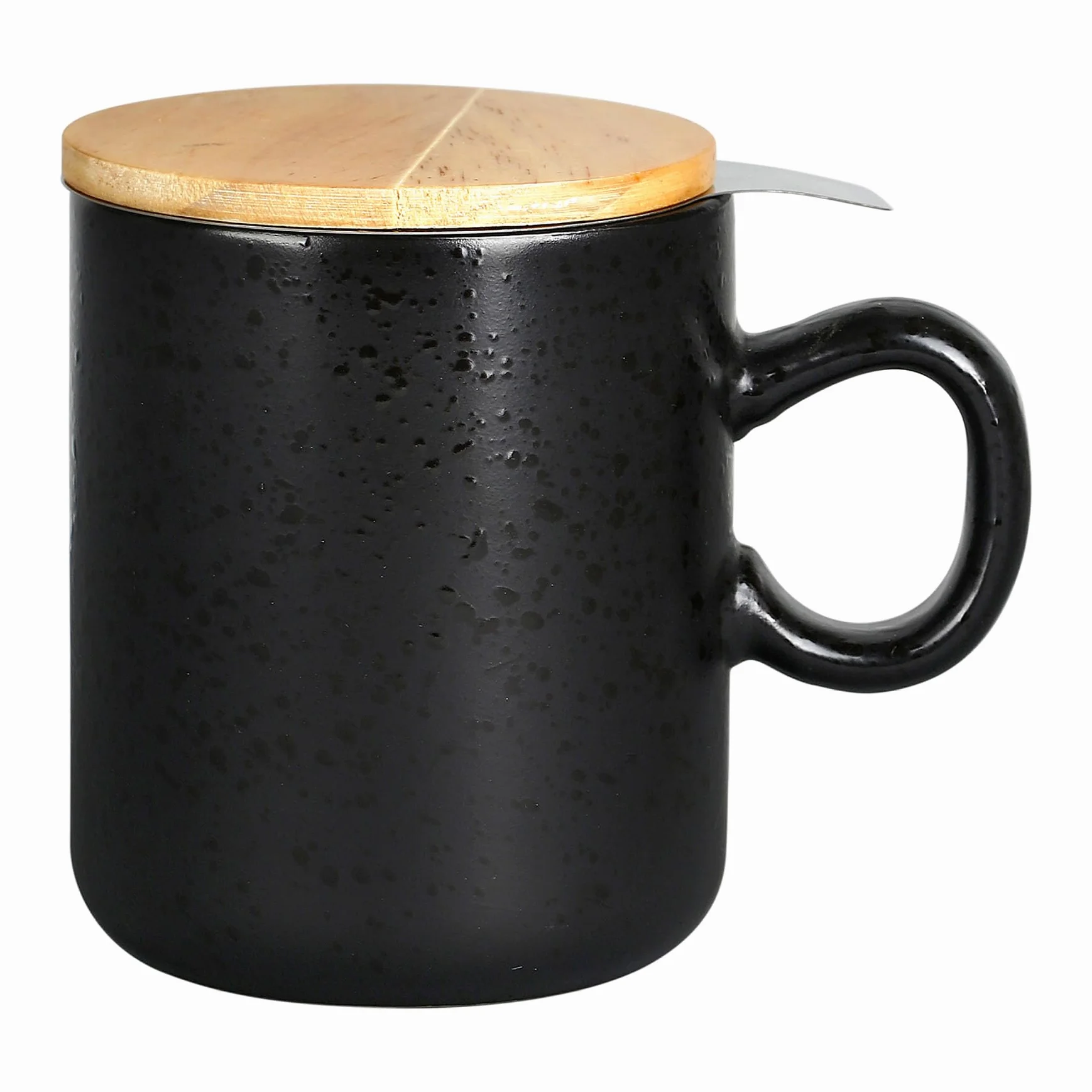 Genevieve Lethu Kubek do herbaty z kamionki 45 cl z sitkiem Midnight Black Mat